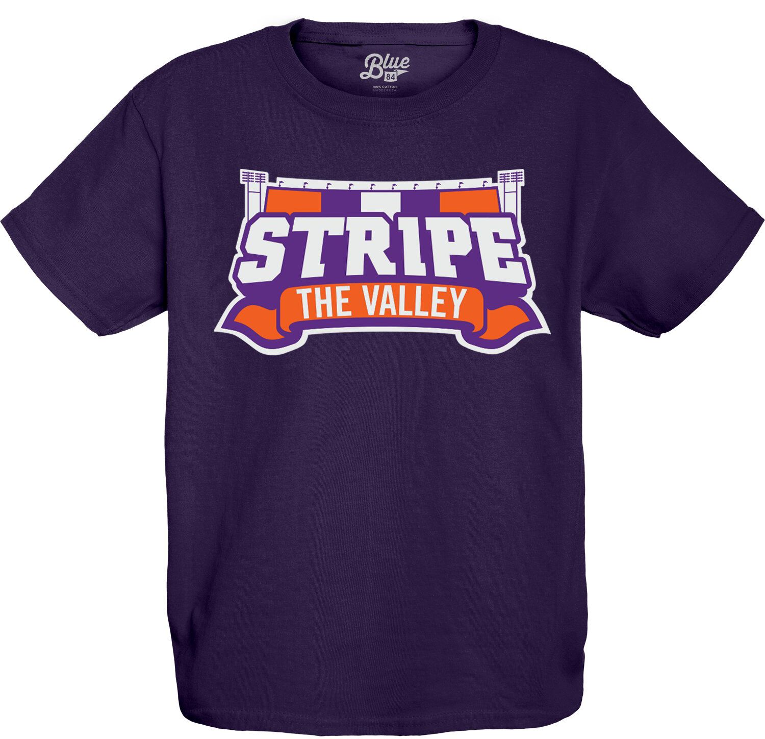 Blue 84 Youth Clemson Tigers Stripe the Valley Purple T-Shirt