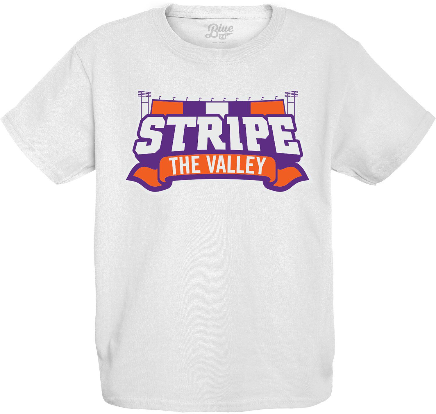 Blue 84 Youth Clemson Tigers Stripe the Valley White T-Shirt