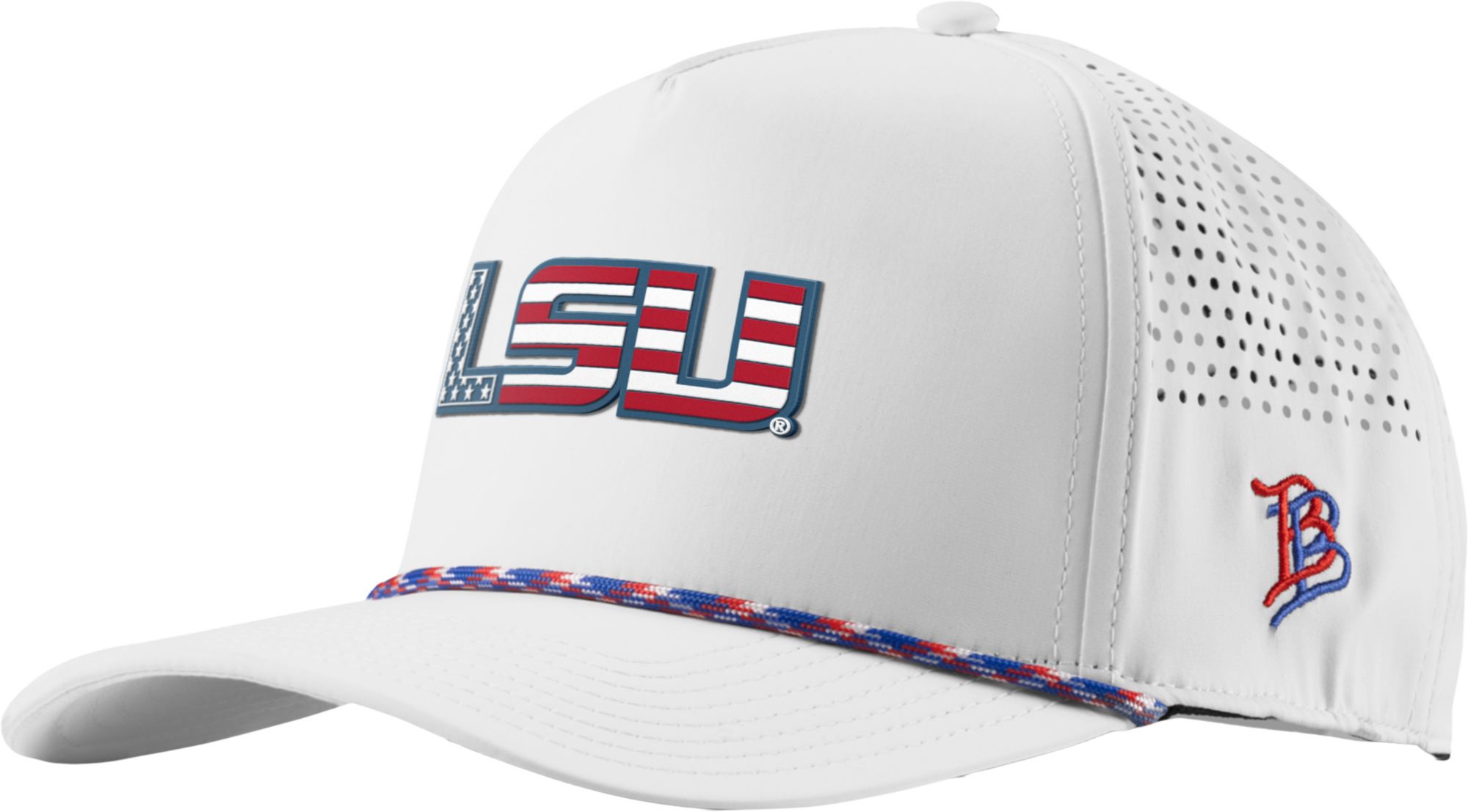 Branded Bills Adult LSU Tigers White Stars & Stripes Five Panel Rope Adjustable Snapback Hat