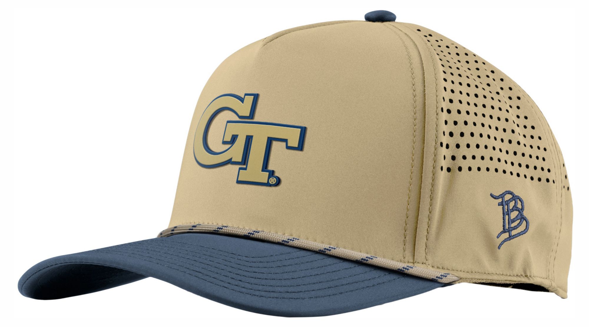 Branded Bills Adult Georgia Tech Yellow Jackets Tan and Navy 5-Panel Rope Snapback