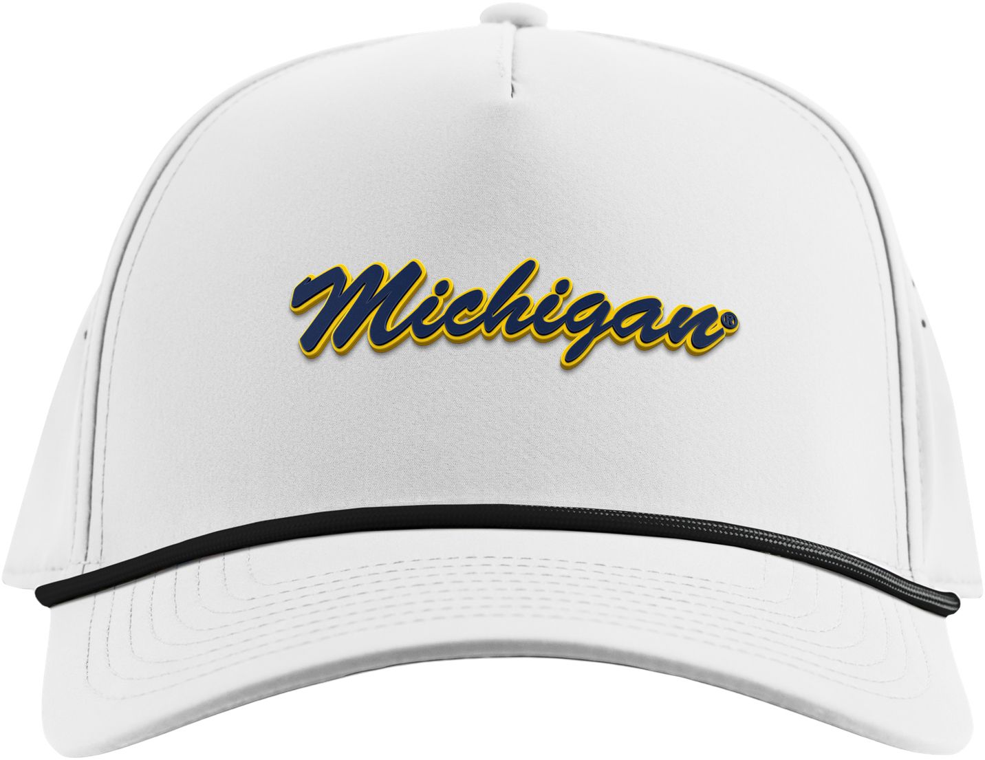 Branded Bills Adult Michigan Wolverines White Script Rope Snapback Adjustable Hat