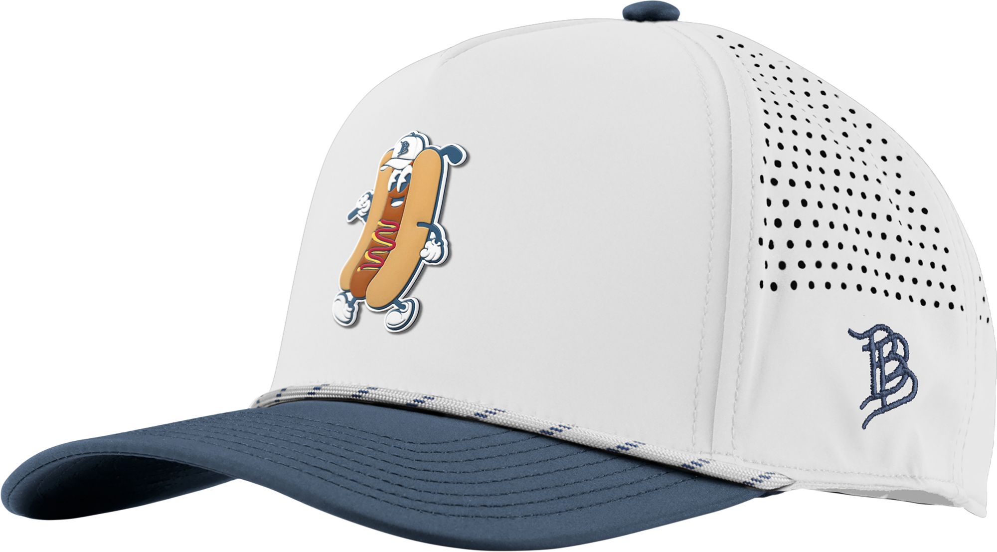Branded Bills Men's Hot Dog Buddy Curved 5-Panel Rope Golf Hat, White