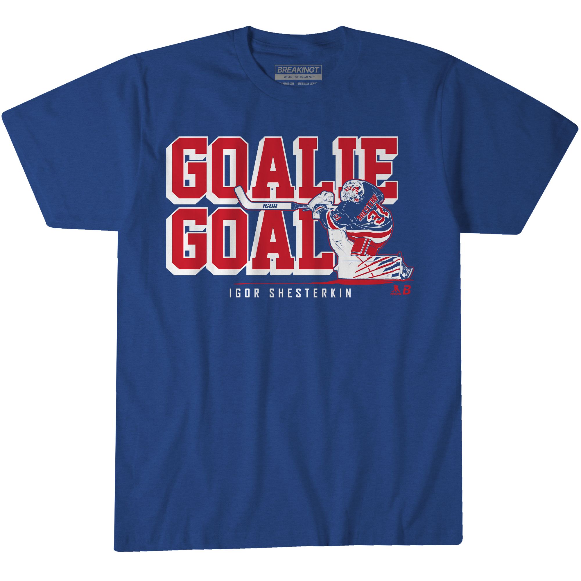 BreakingT Adult New York Igor Shesterkin Goalie Goal T-Shirt