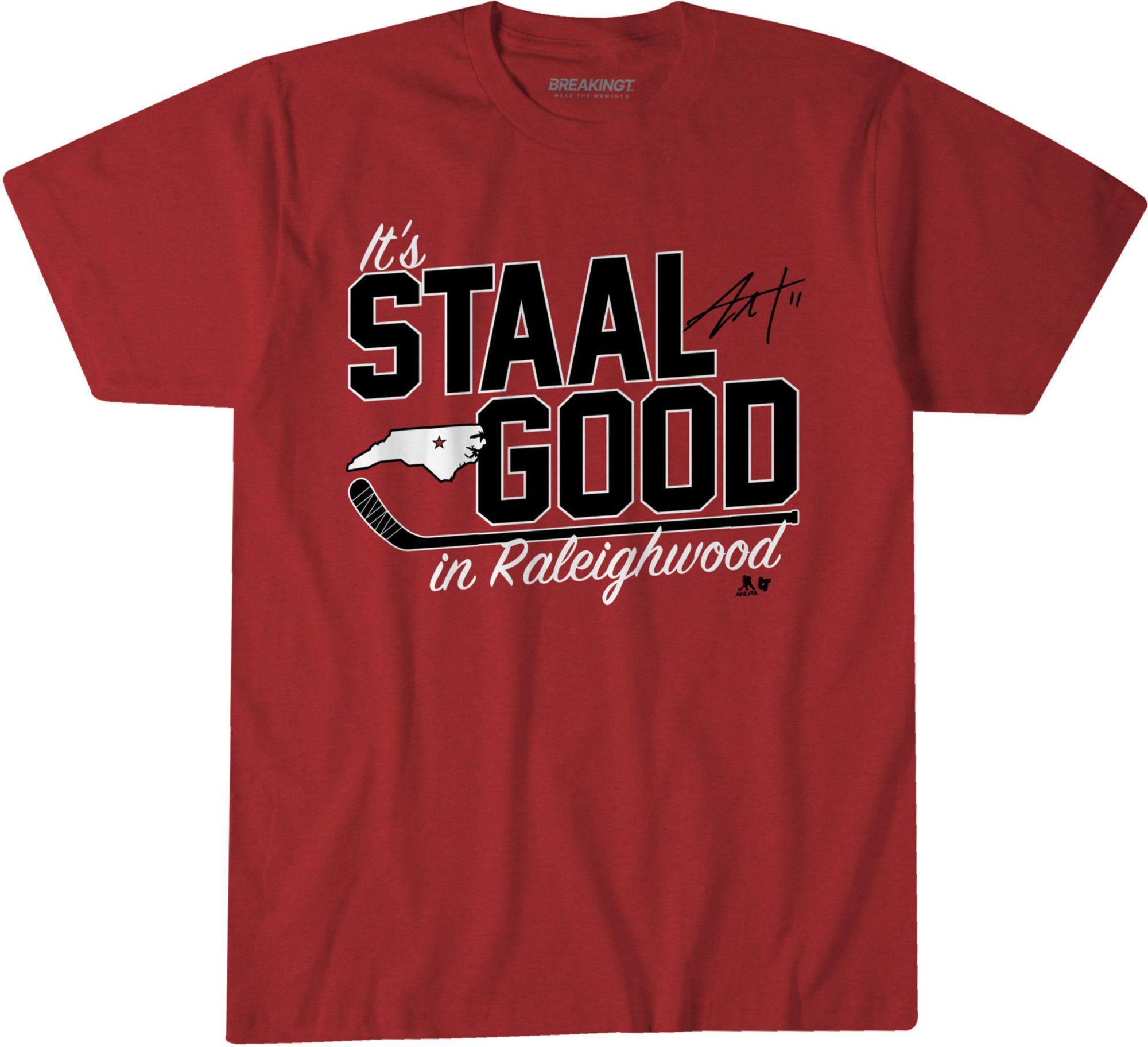 BreakingT Adult Carolina Jordan Staal Red 'Staal Good In Raleighwood' T-Shirt