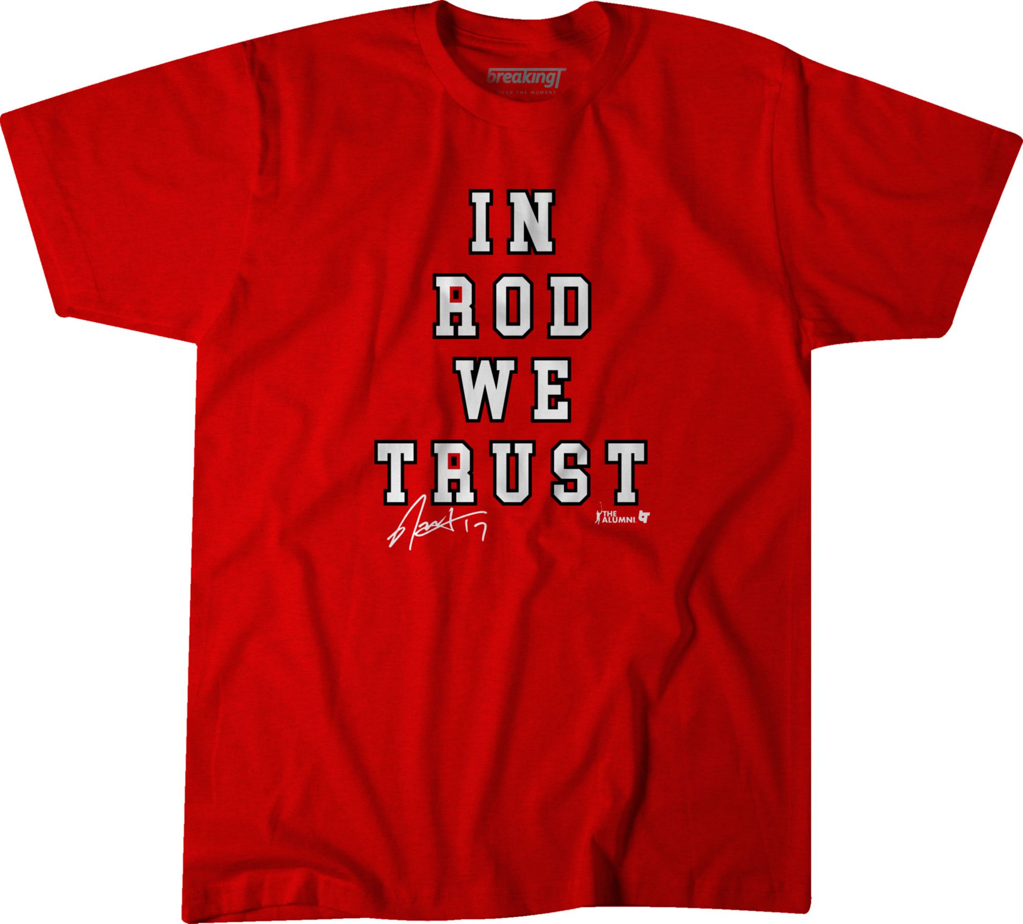 BreakingT Adult Carolina "In Rod We Trust" Rod Brind'Amour T-Shirt