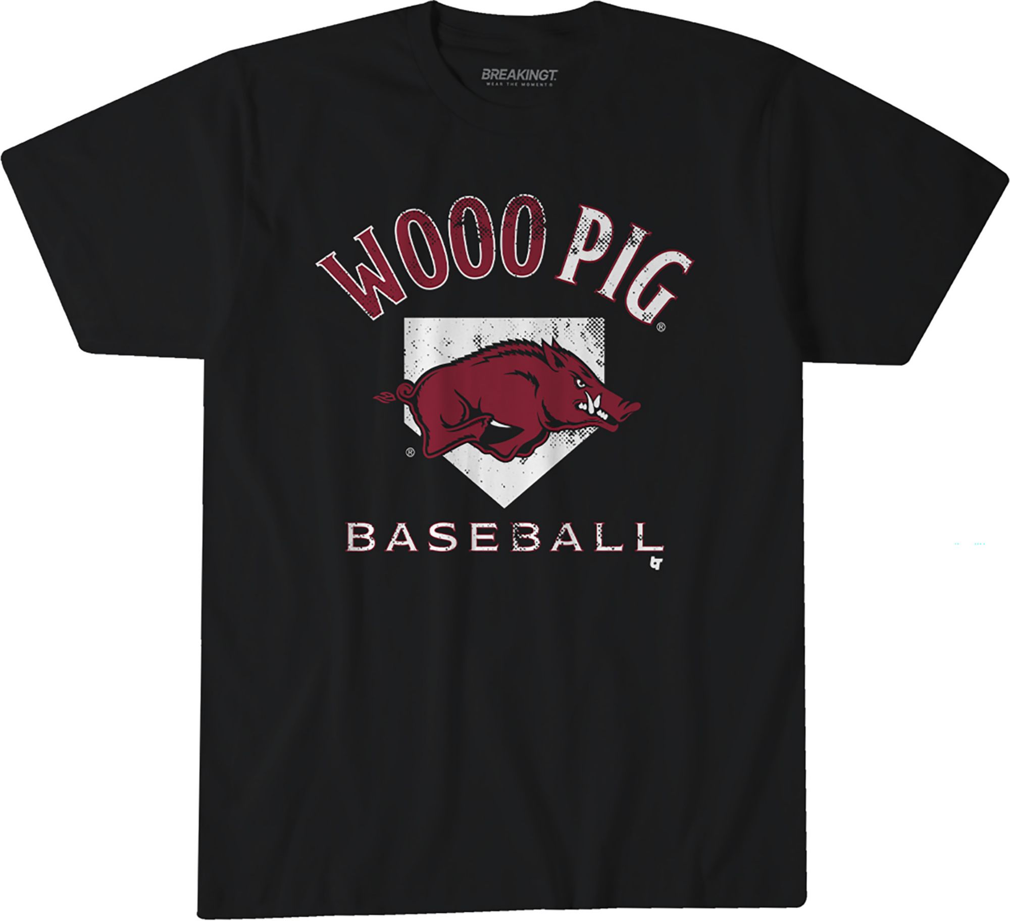 BreakingT Men's Arkansas Razorbacks Black Home Plate T-Shirt