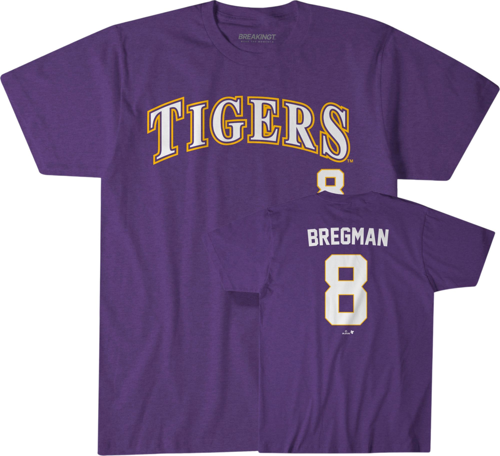 BreakingT Men's LSU Tigers Purple Alex Bregman T-Shirt