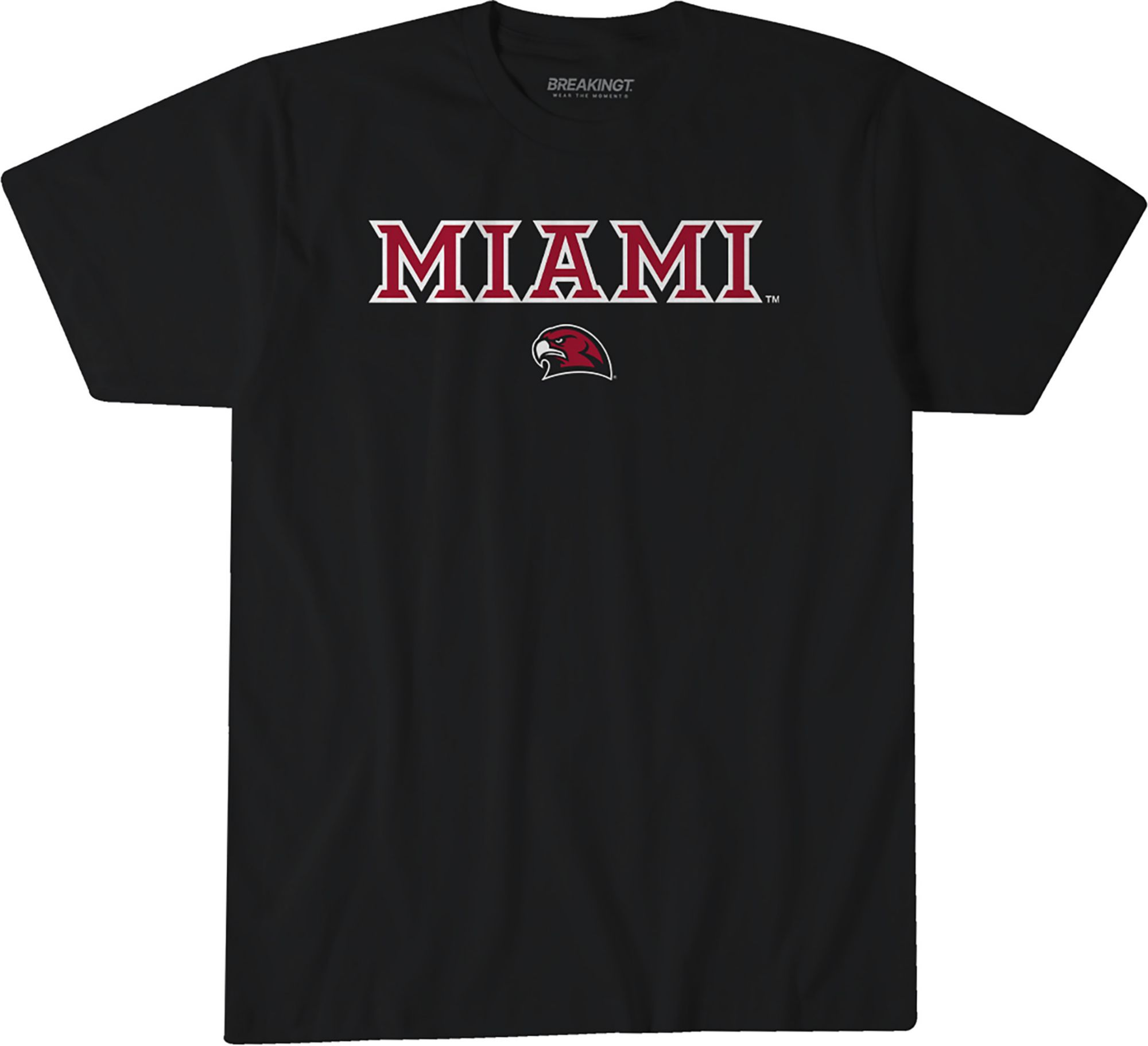 BreakingT Men's Miami RedHawks Black Wordmark T-Shirt