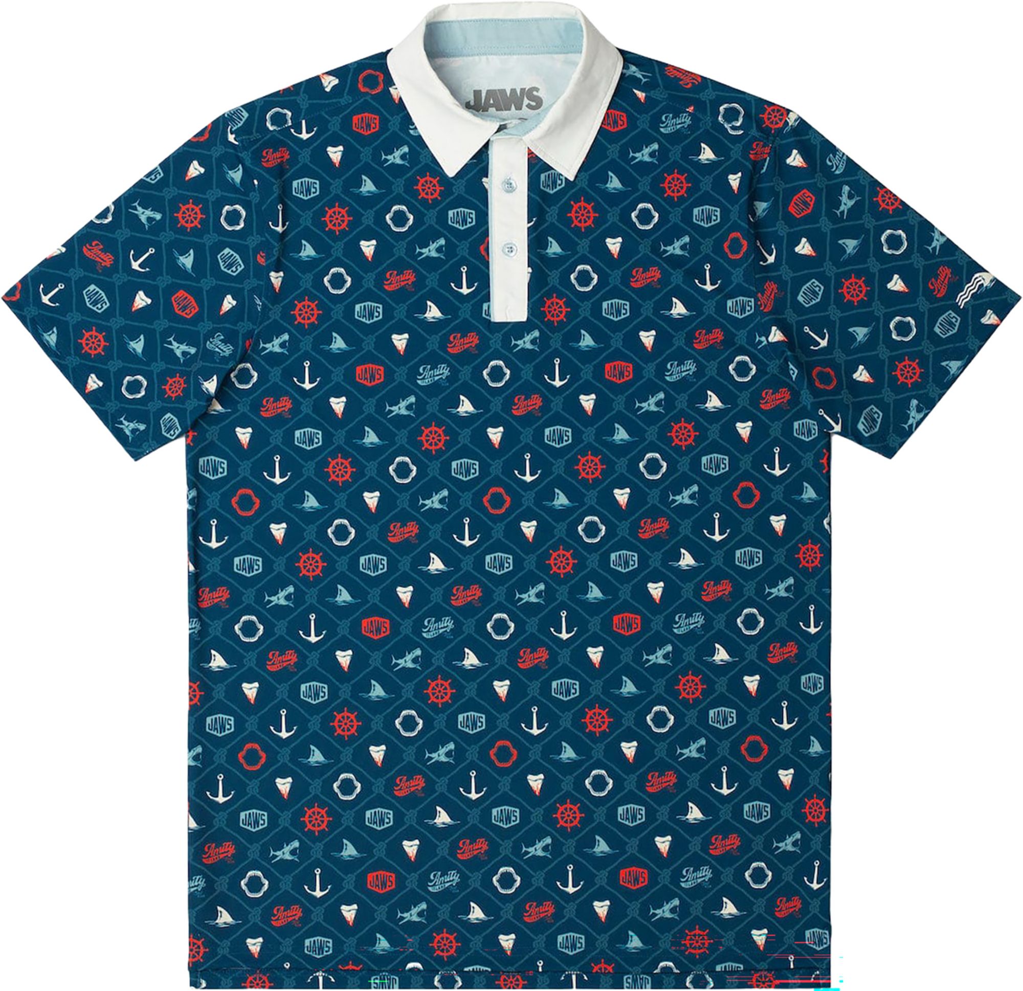 Breakfast Balls X Jaws Men's Teeth, Tide, And Terror All-Day Golf Polo
