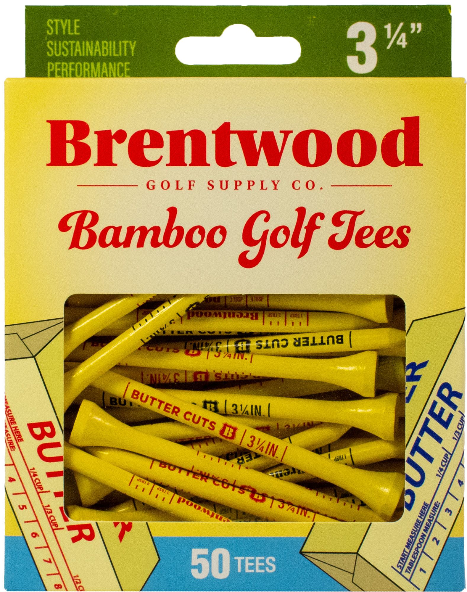 Brentwood Golf Supply 3.25" Buttercuts Golf Tees - 50 Pack
