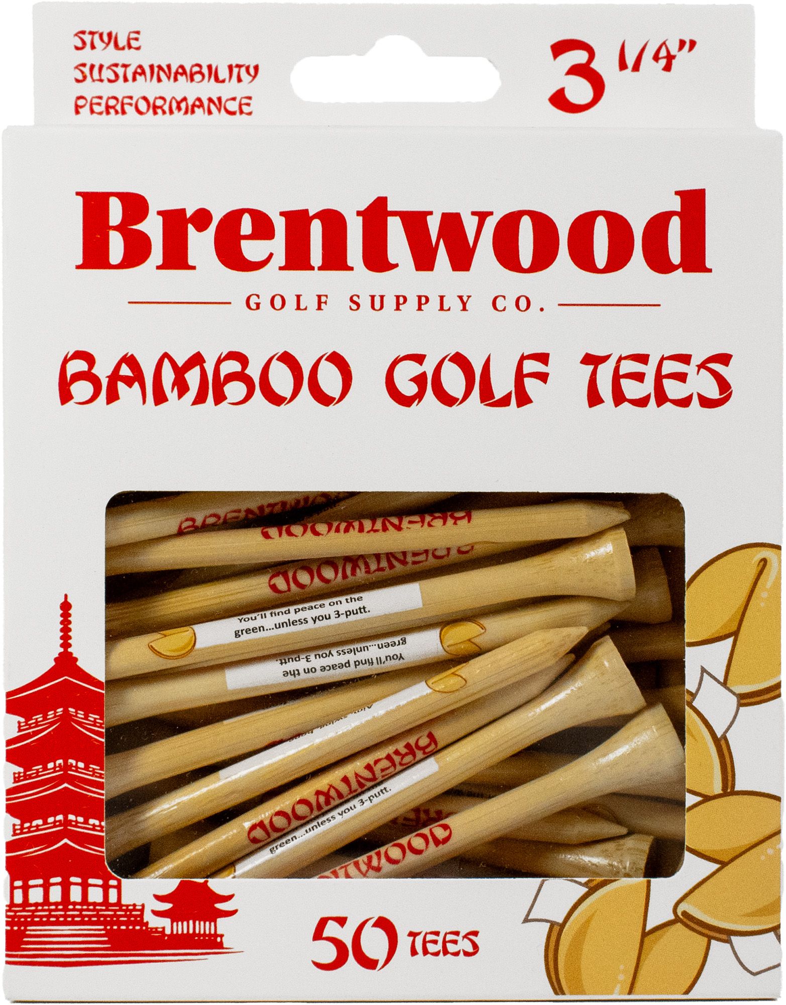 Brentwood Golf Supply 3.25" Fortune Cookie Golf Tees - 50 Pack