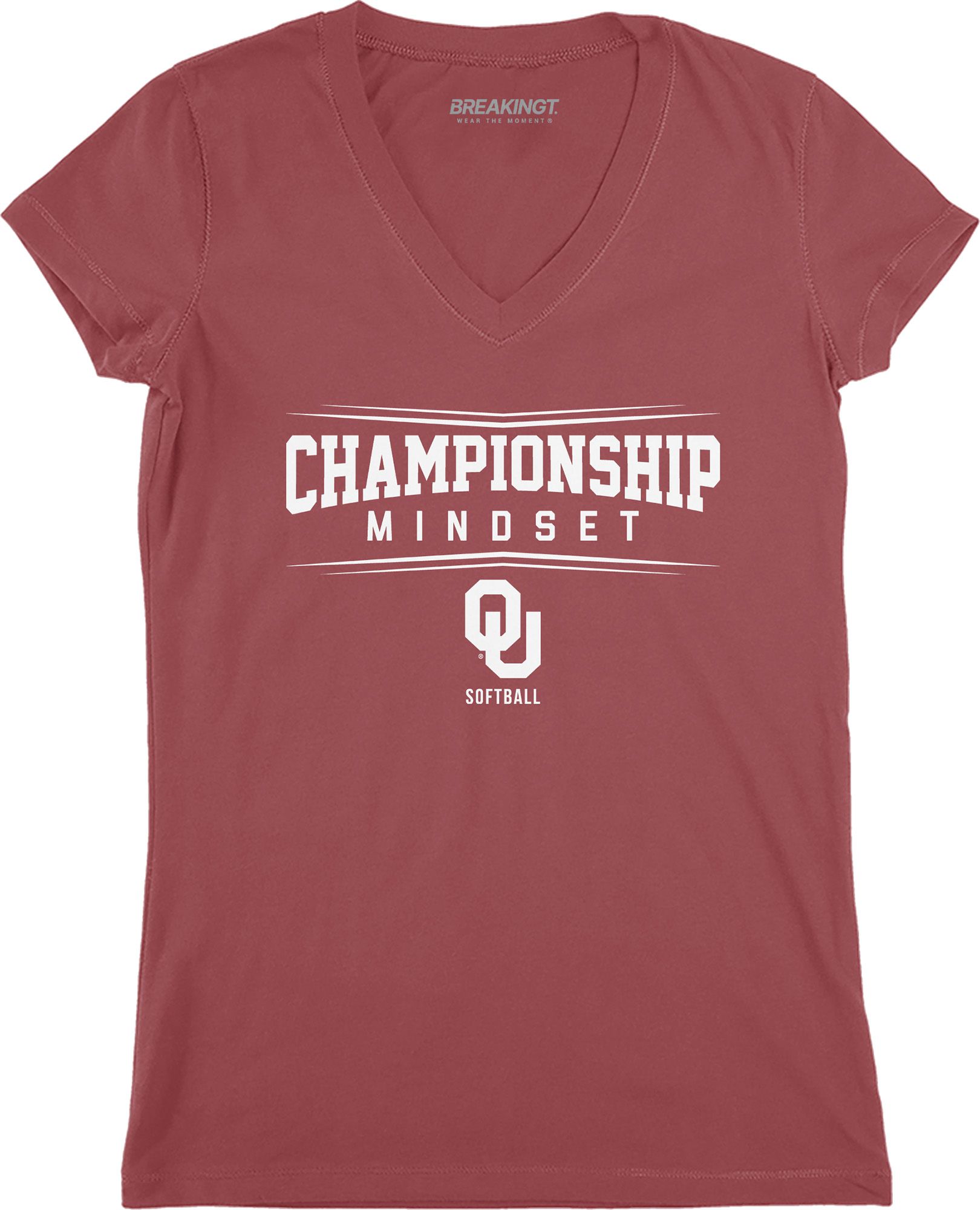 BreakingT Women's Oklahoma Sooners Softball Crimson Champs Mindset T-Shirt