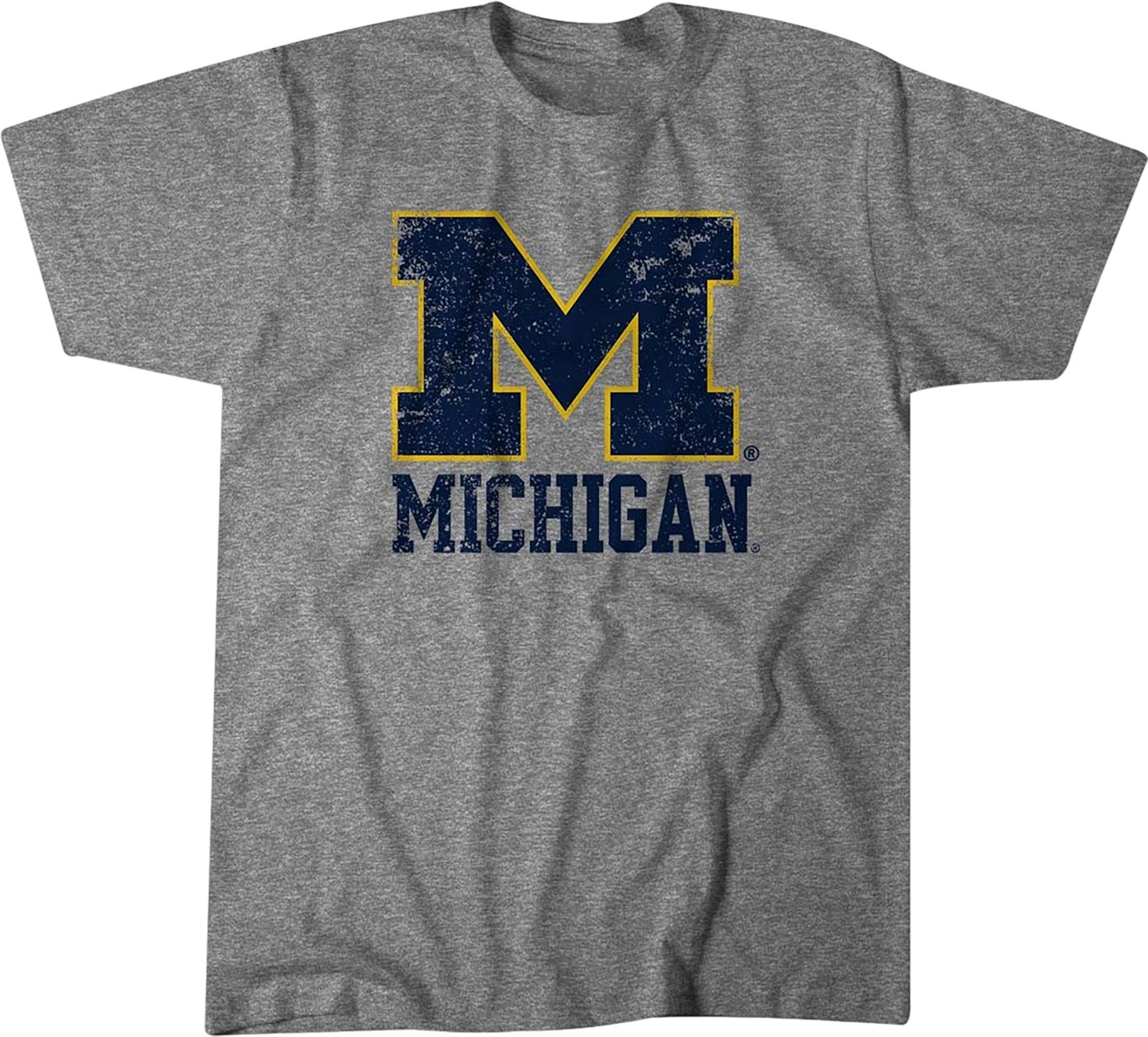 BreakingT Youth Michigan Wolverines Grey Block Stack T-Shirt