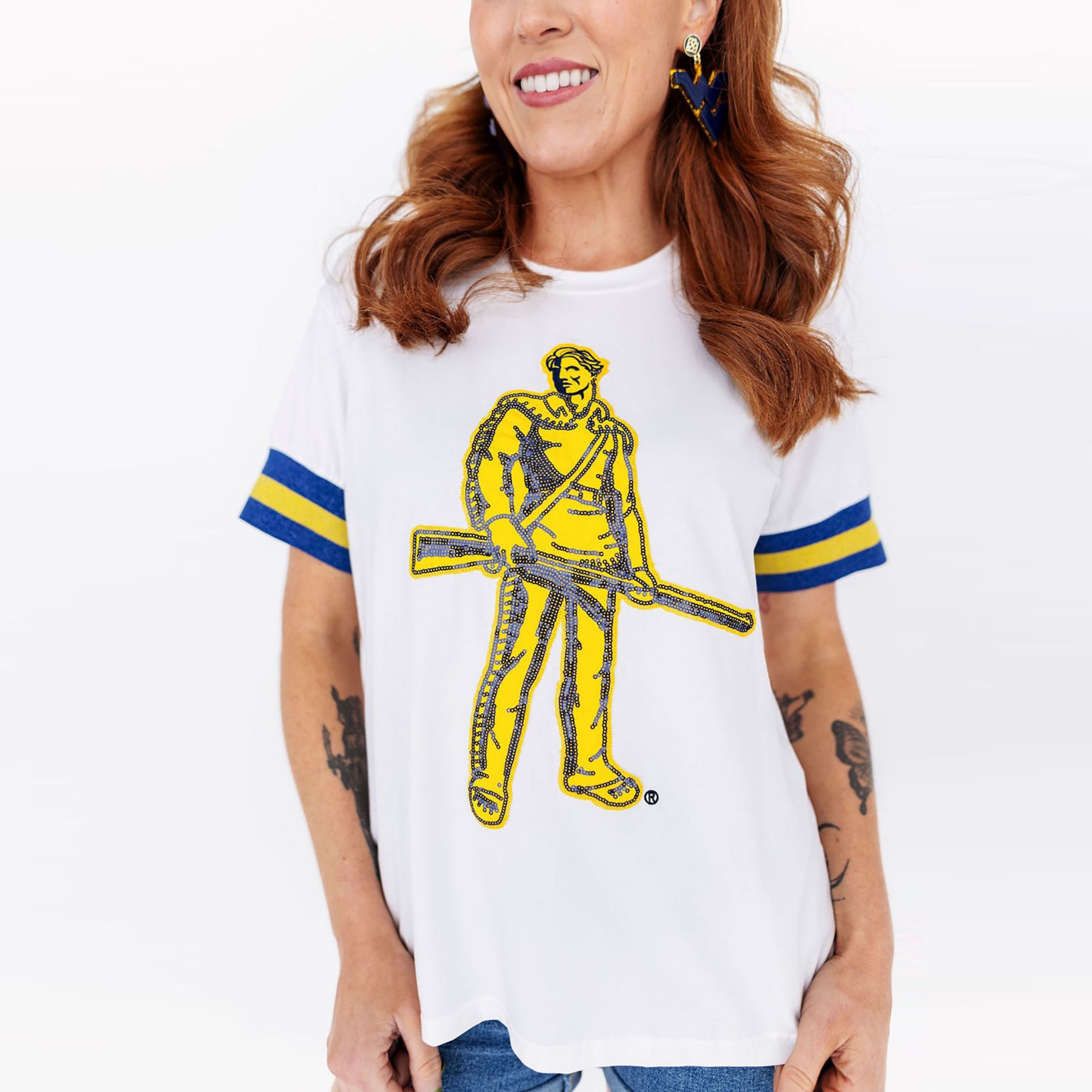 Brianna Cannon Women's West Virginia Sparkle Logo T-Shirt