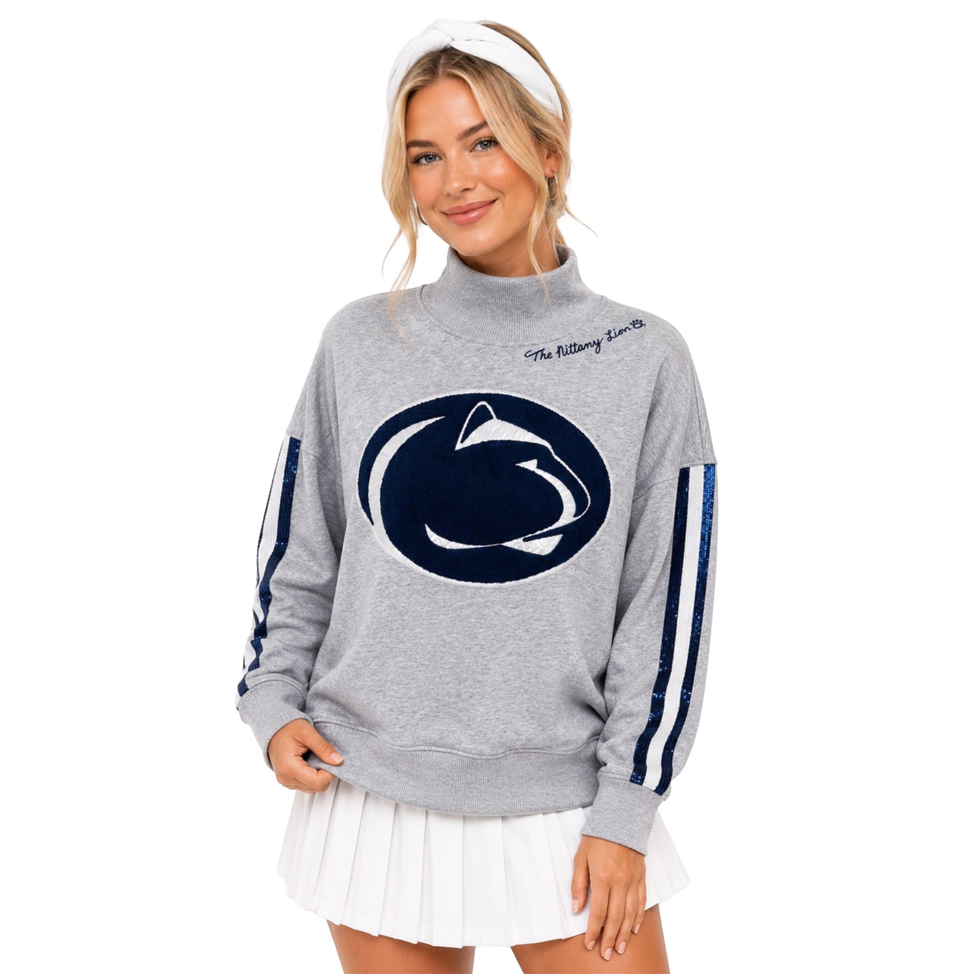 Brianna Cannon Women's Penn State Nittany Lions Sequin Mockneck Sweatshirt