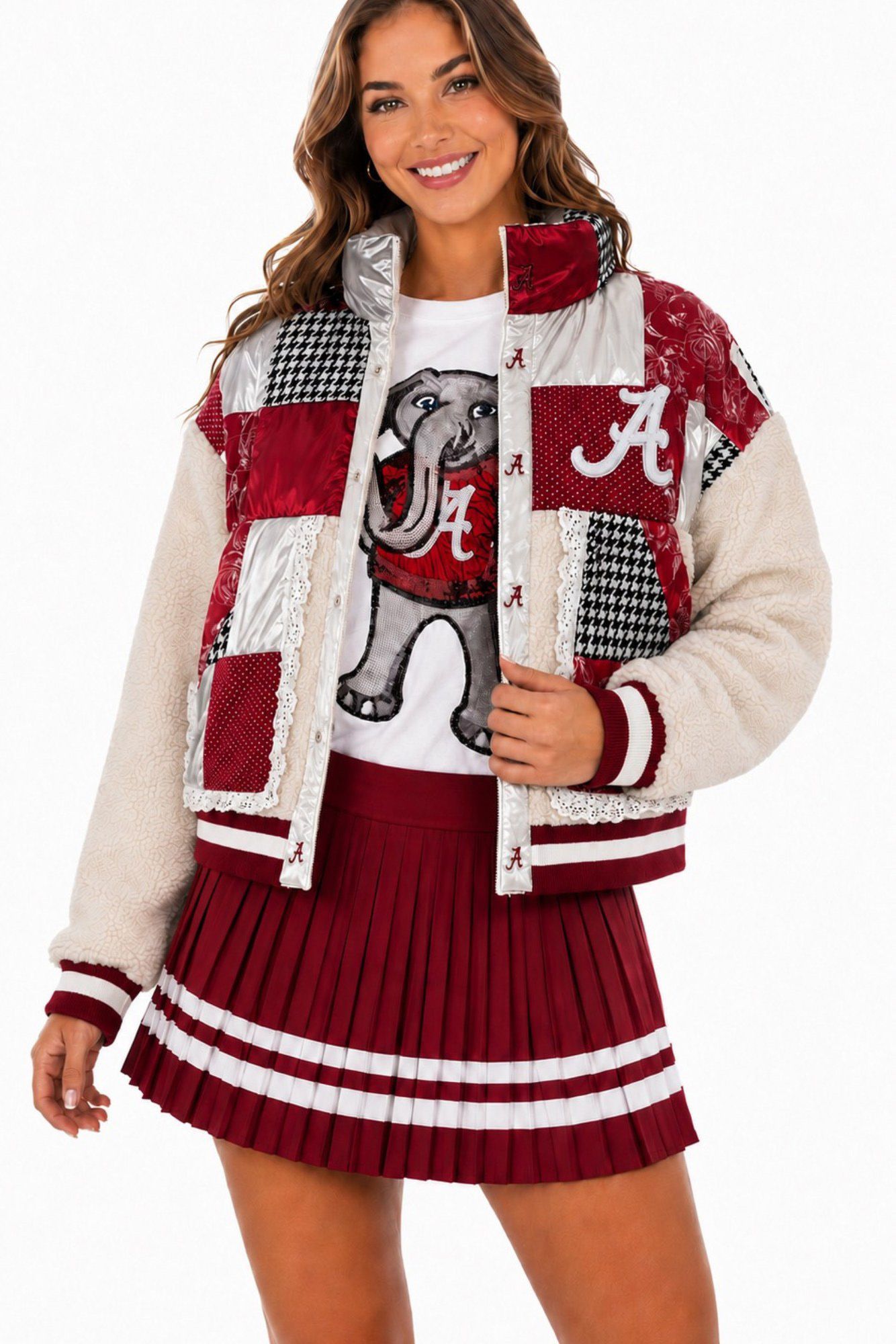 Brianna Cannon Women's Alabama Patchwork Sherpa Jacket