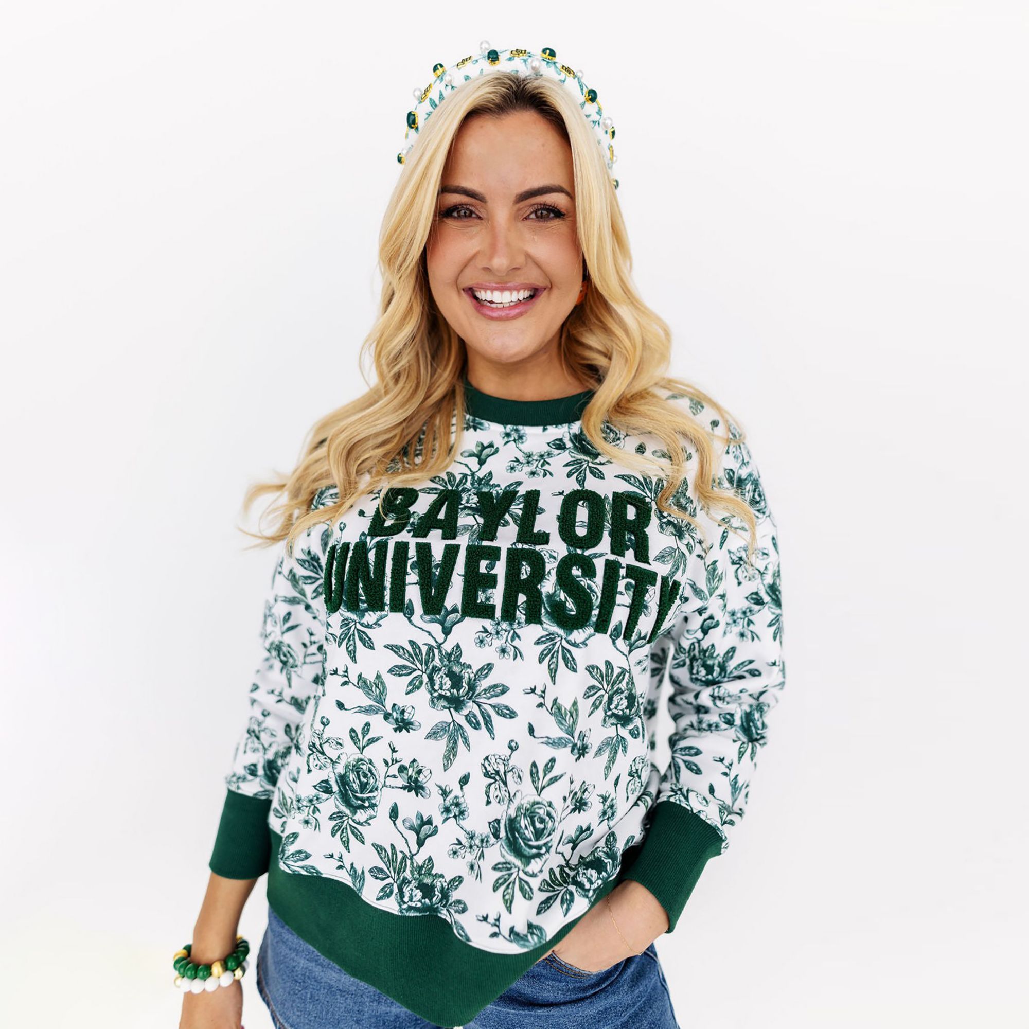 Brianna Cannon Women's Baylor Floral Toile Sweatshirt