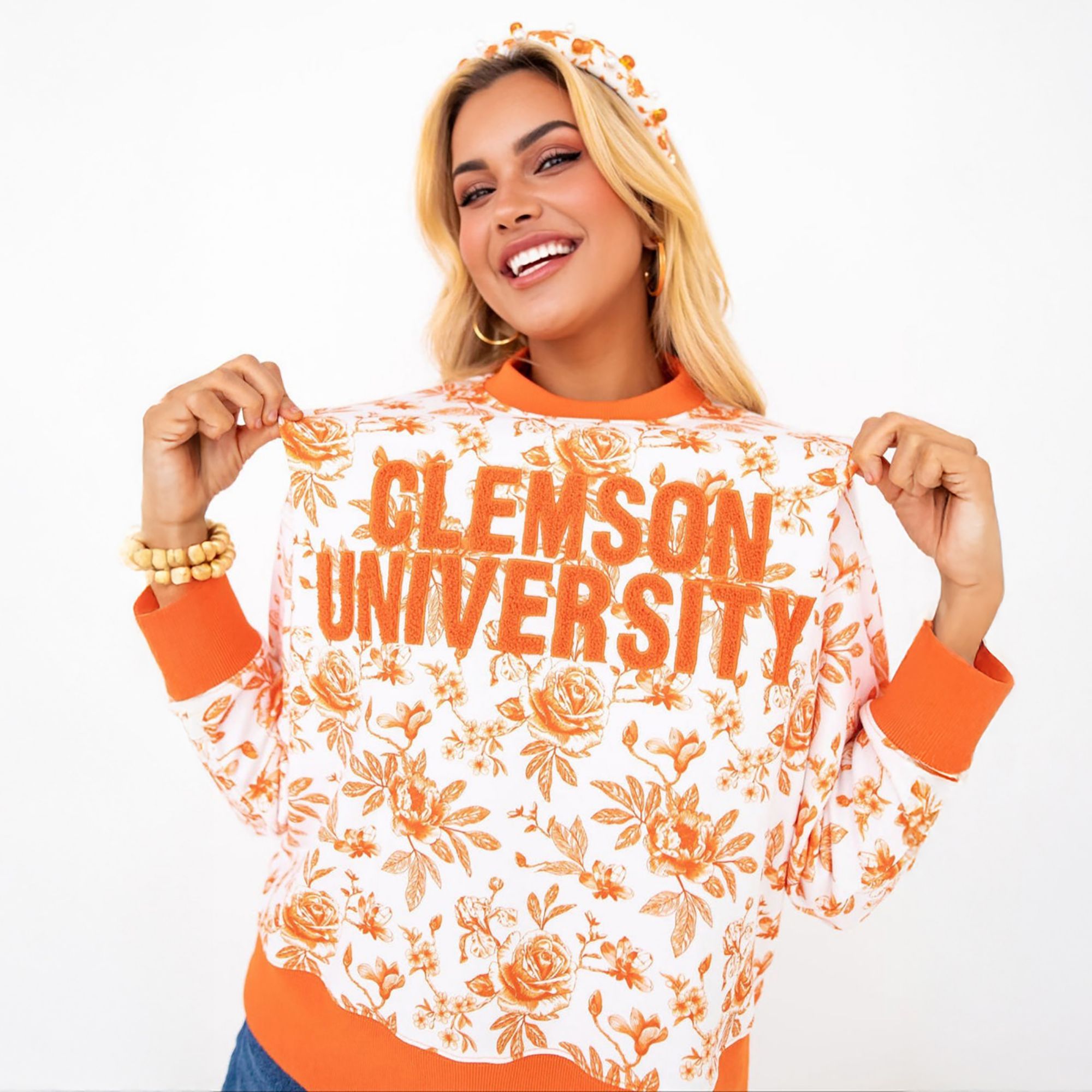 Brianna Cannon Women's Clemson Tigers Floral Toile Sweatshirt