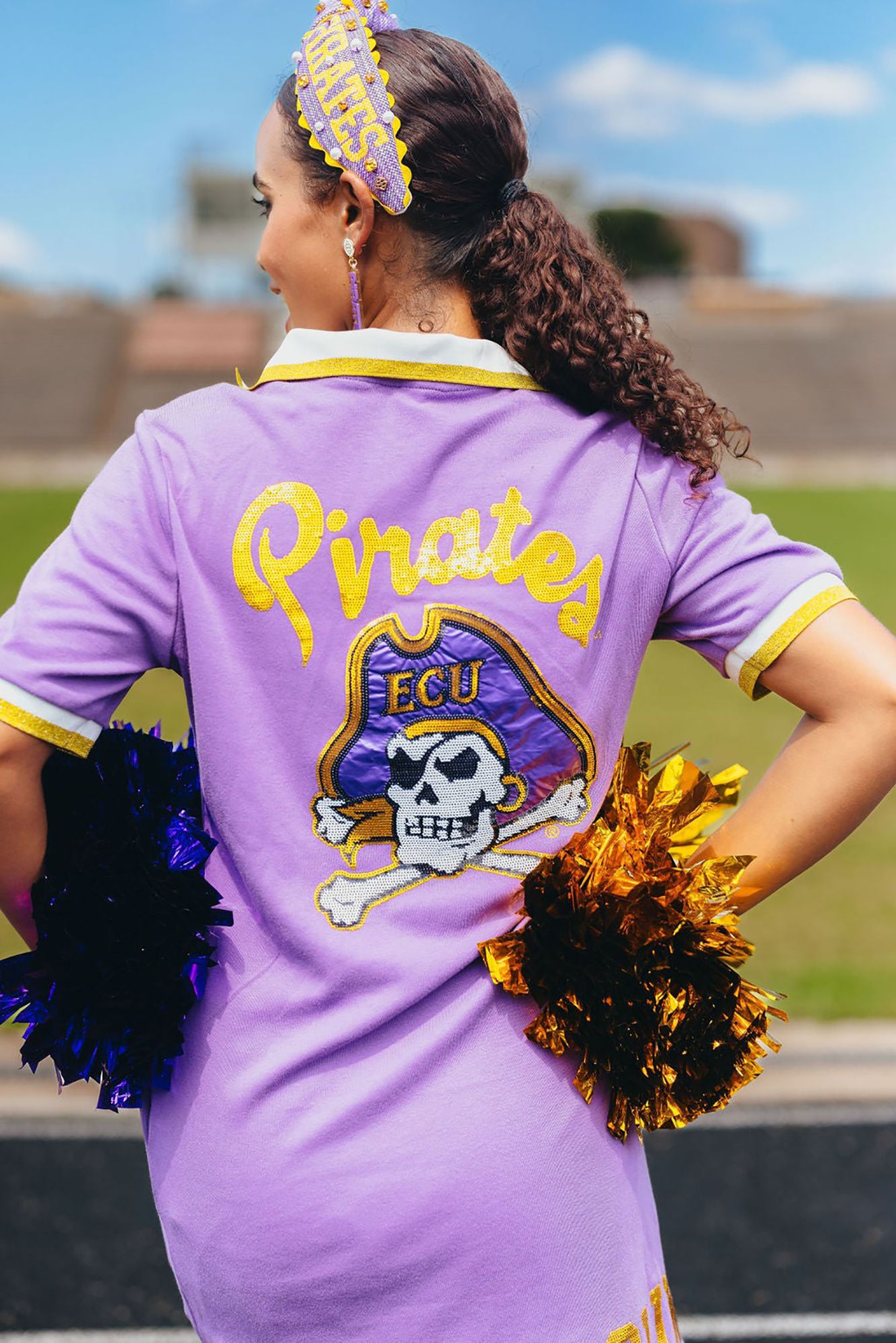 Brianna Cannon Women's East Carolina BC Club Dress with Pirate, Large, Purple