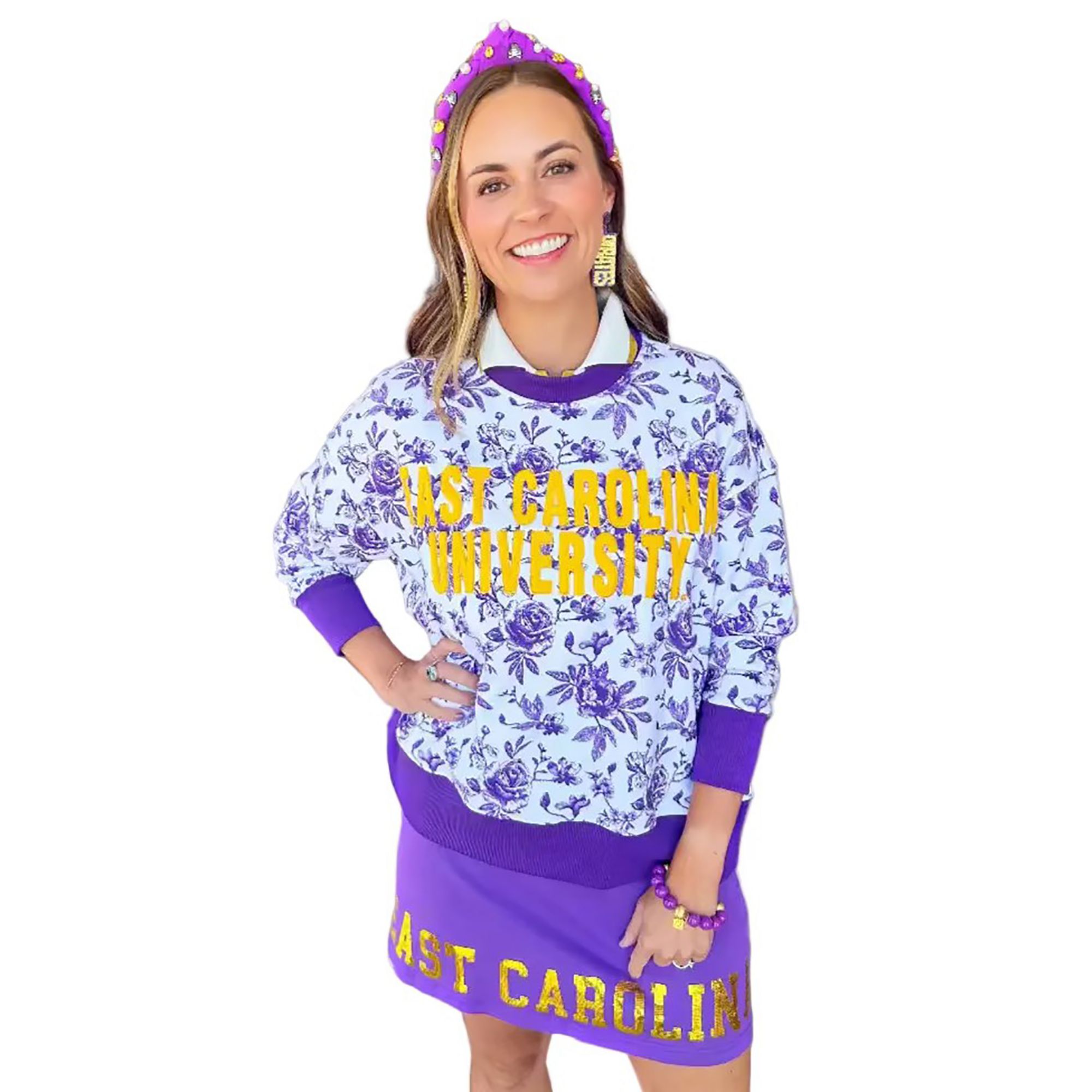 Brianna Cannon Women's ECU Floral Toile Sweatshirt