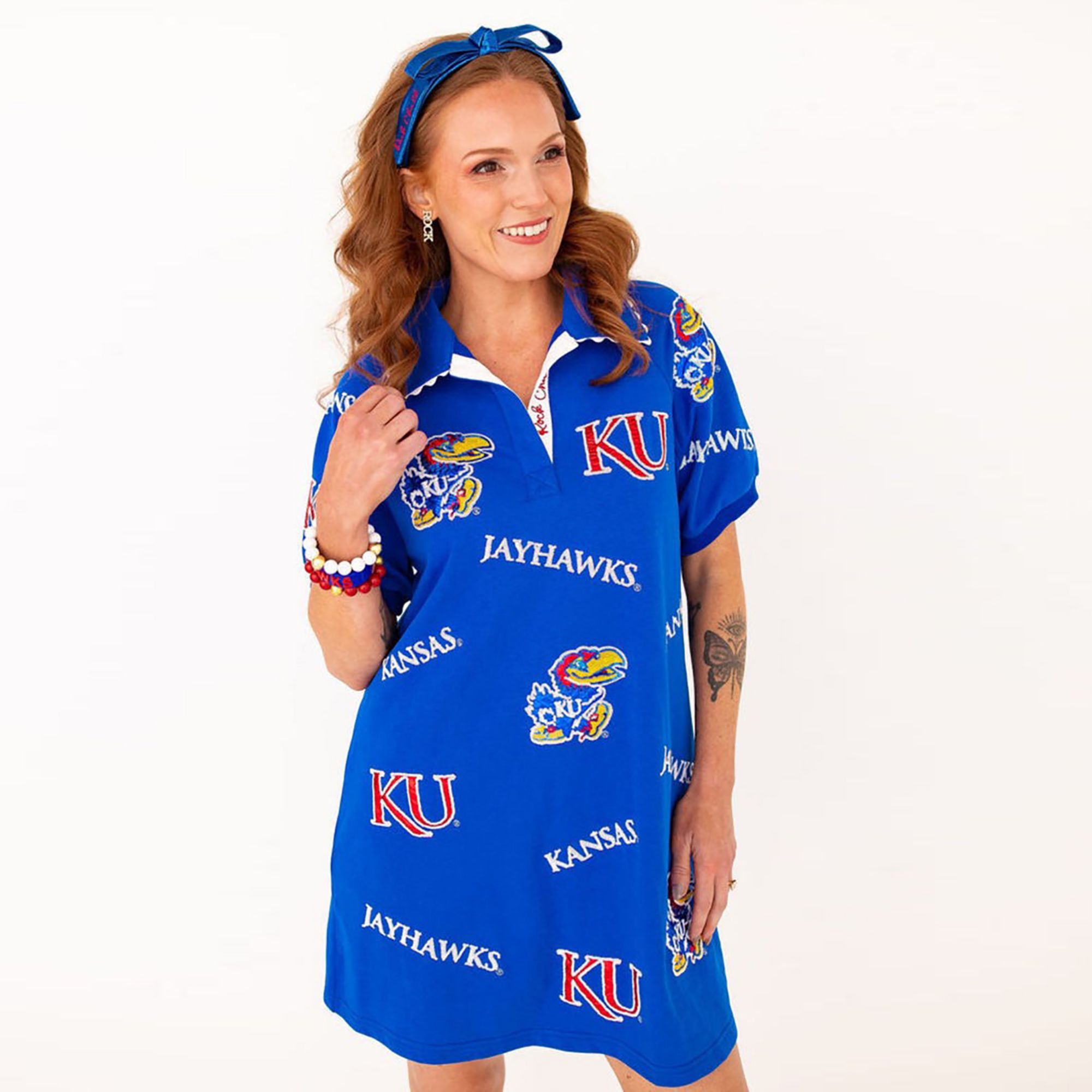 Brianna Cannon Women's Kansas Jay Hawks Logo Patch Dress