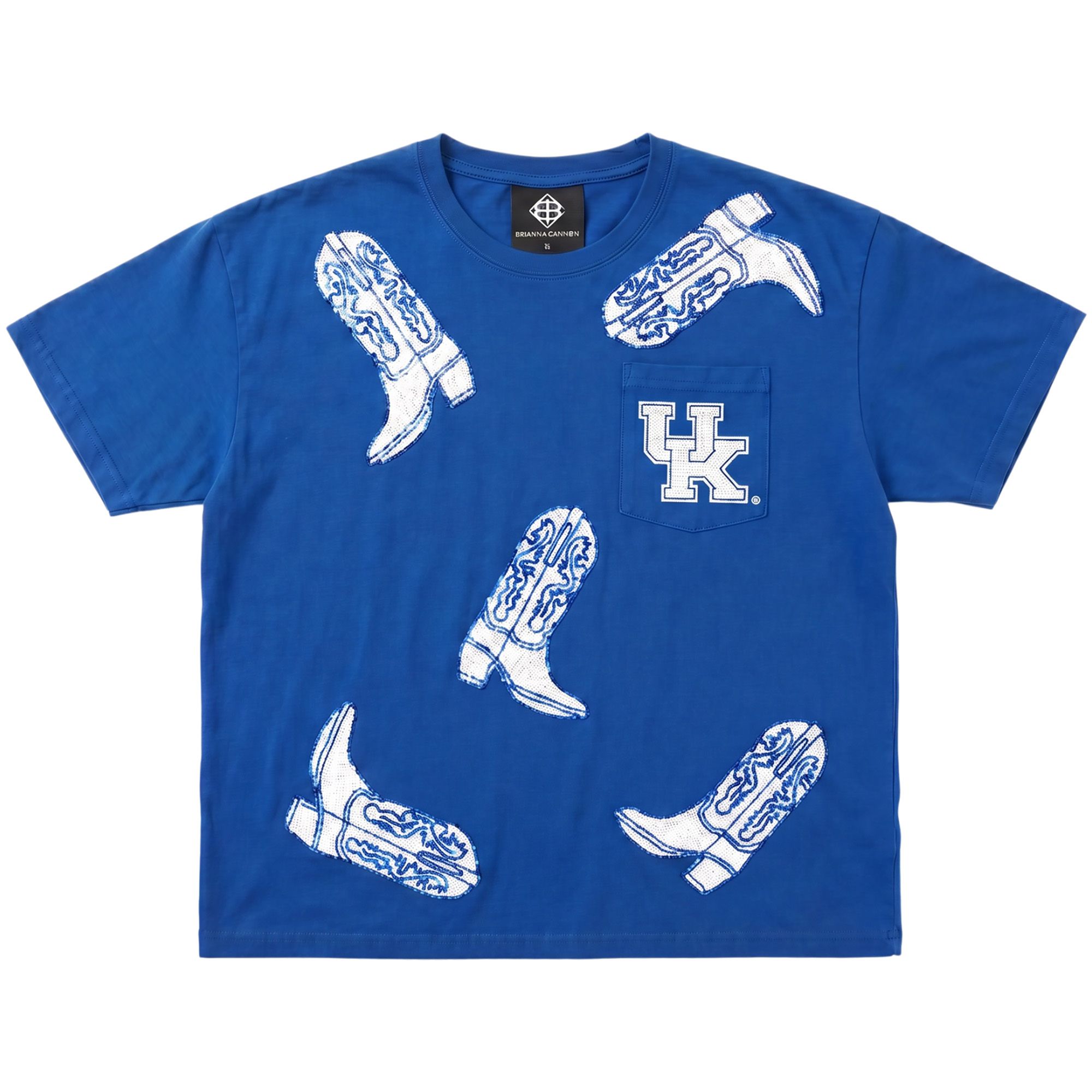 Brianna Cannon Women's Kentucky Wildcats Blue Sequin Cowboy Boot T-Shirt
