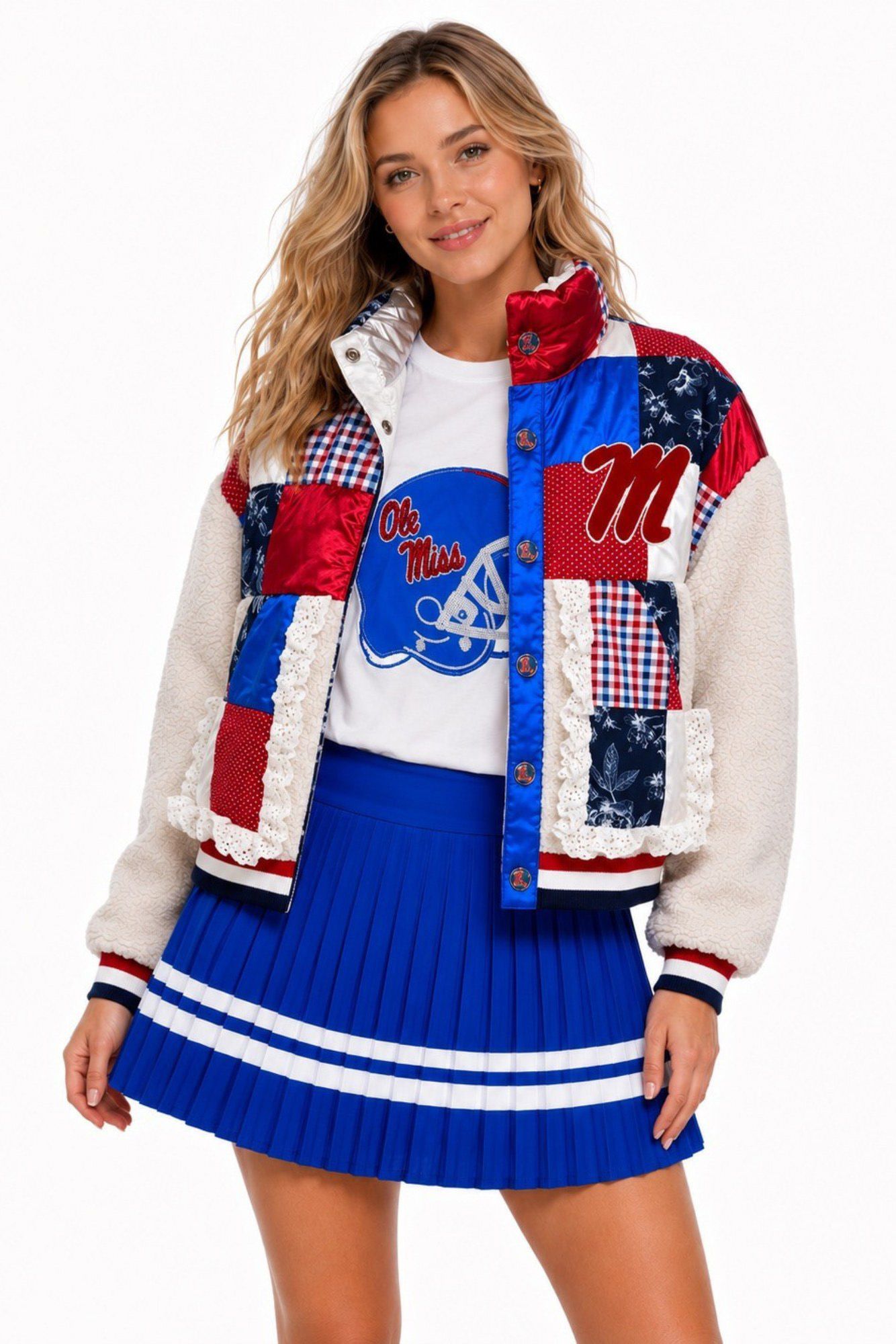 Brianna Cannon Women's Ole Miss Patchwork Sherpa Jacket