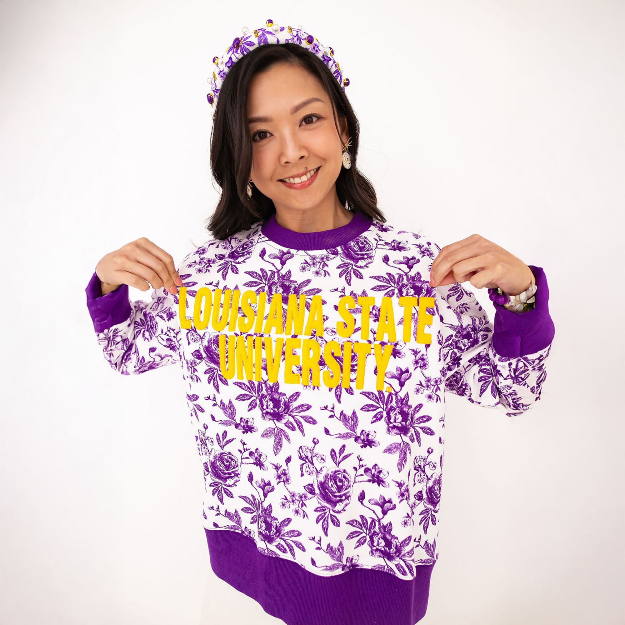 Brianna Cannon Women's LSU Floral Toile Sweatshirt