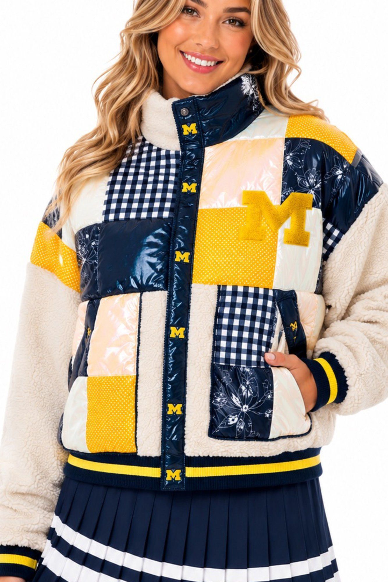 Brianna Cannon Women's Michigan Patchwork Sherpa Jacket | Dick's