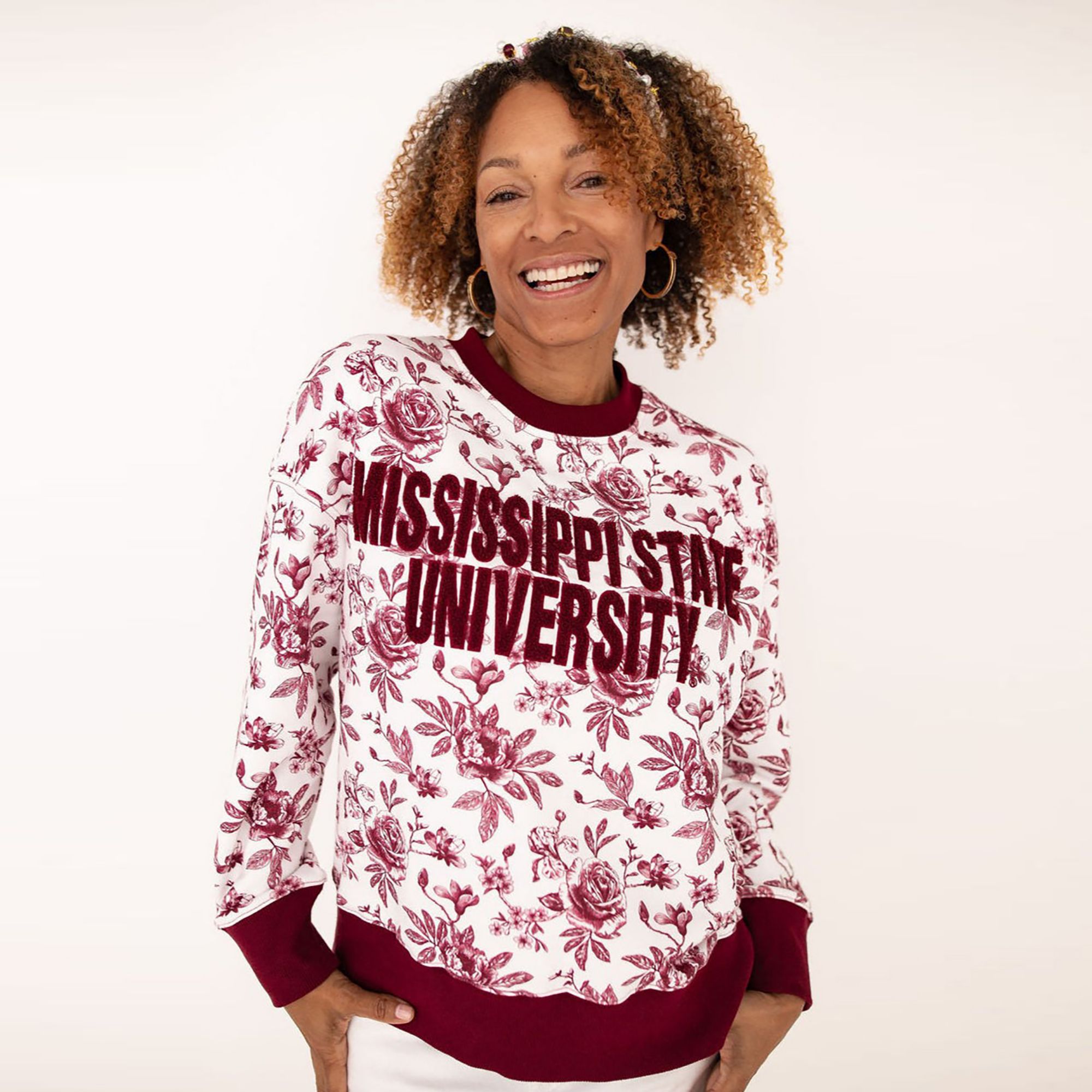 Brianna Cannon Women's Mississippi State Floral Toile Sweatshirt