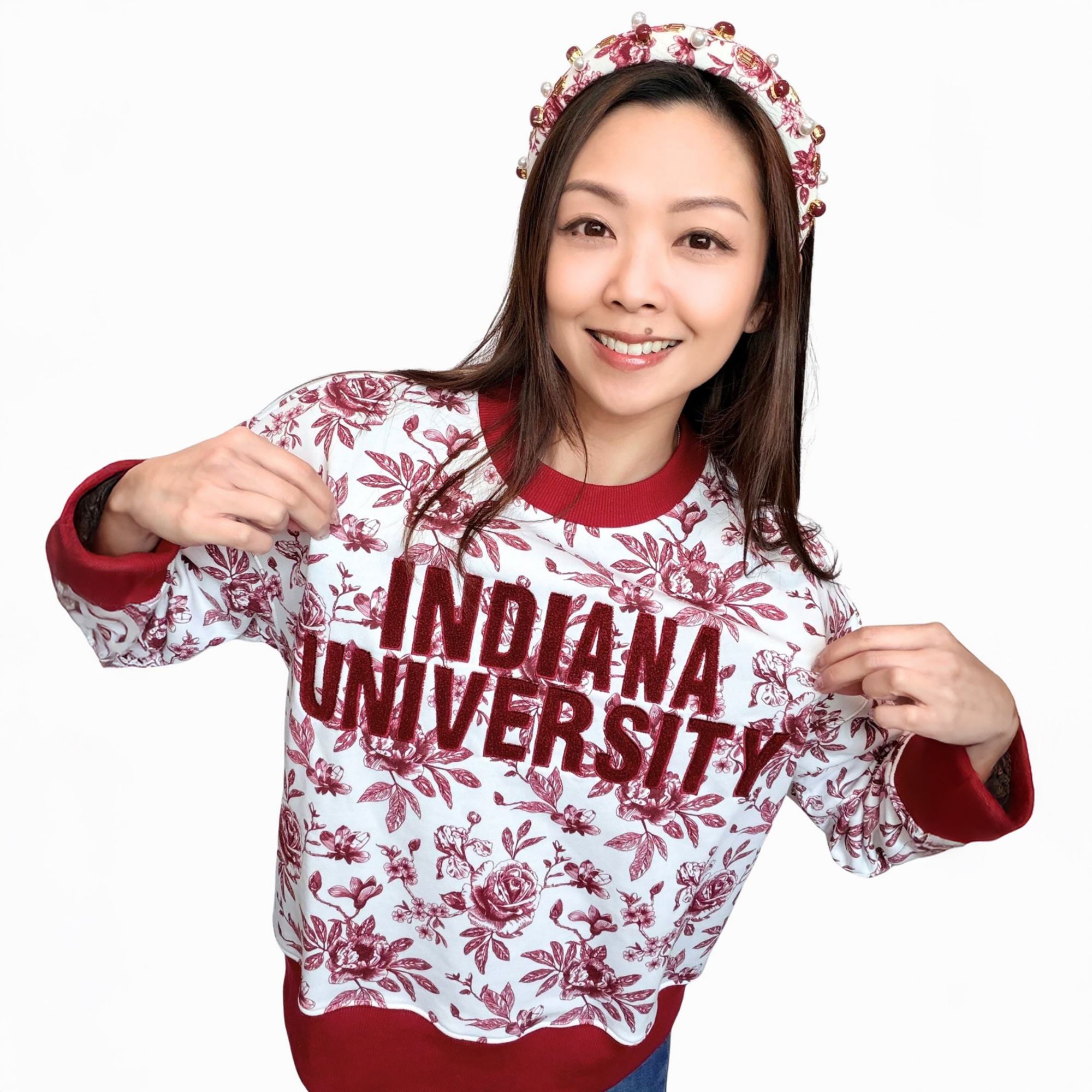 Brianna Cannon Women's Indiana Hoosiers Floral Toile Sweatshirt