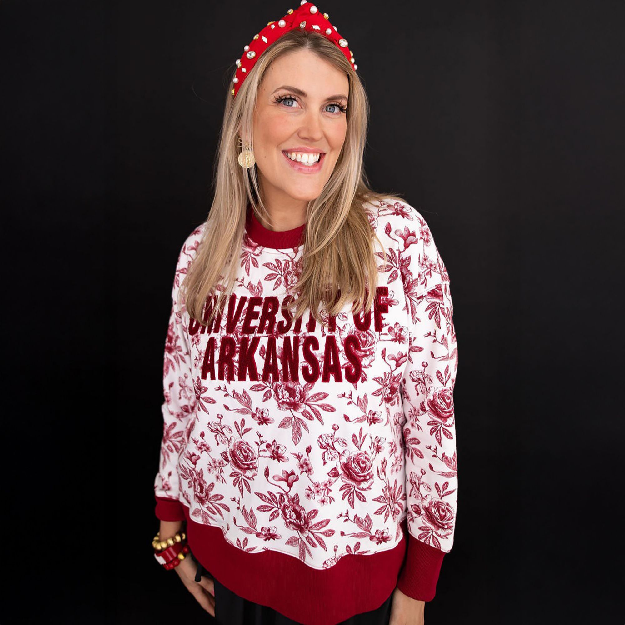 Brianna Cannon Women's Arkansas Floral Toile Sweatshirt