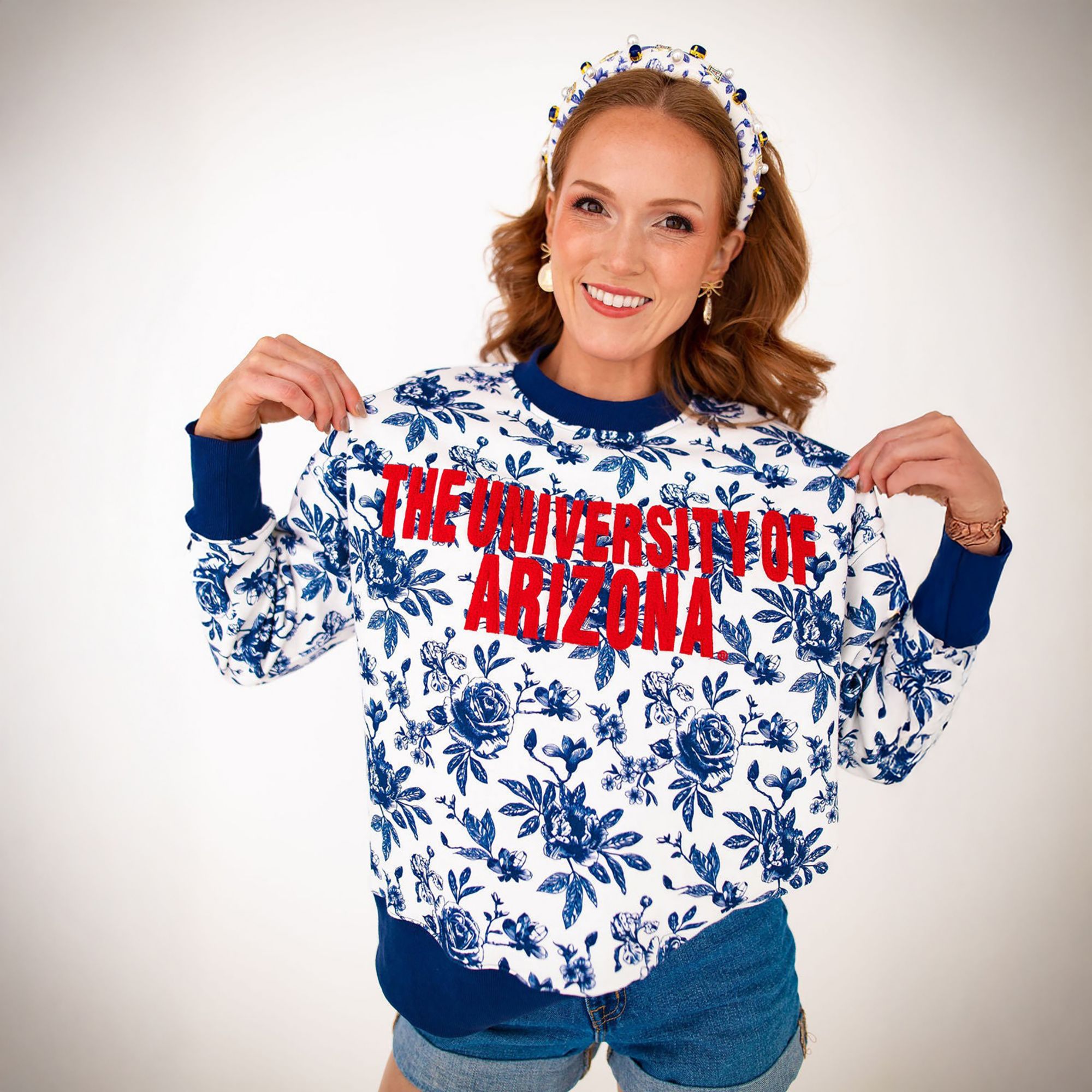 Brianna Cannon Women's Arizona Wildcats Floral Toile Sweatshirt