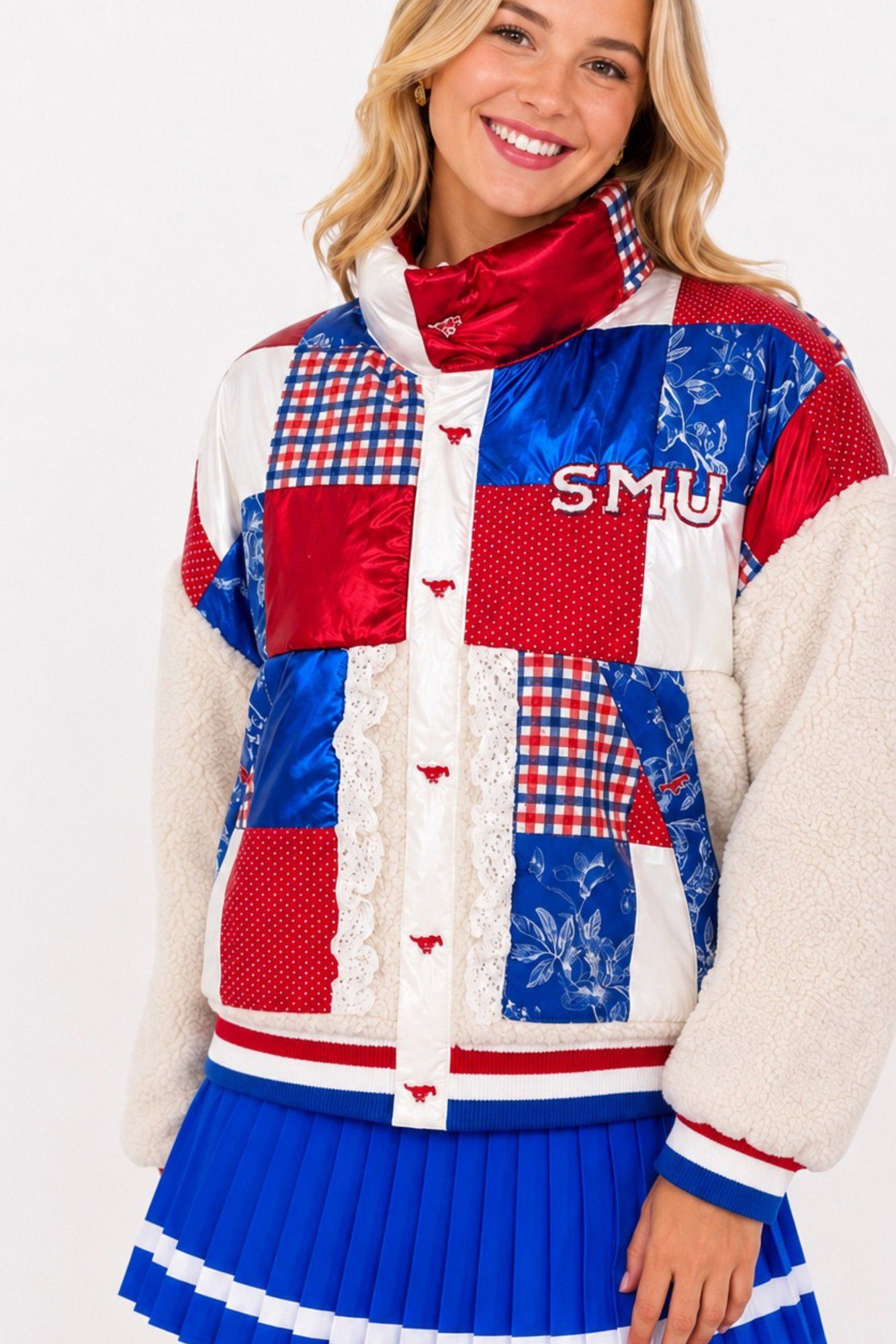 Brianna Cannon Women's SMU Patchwork Sherpa Jacket