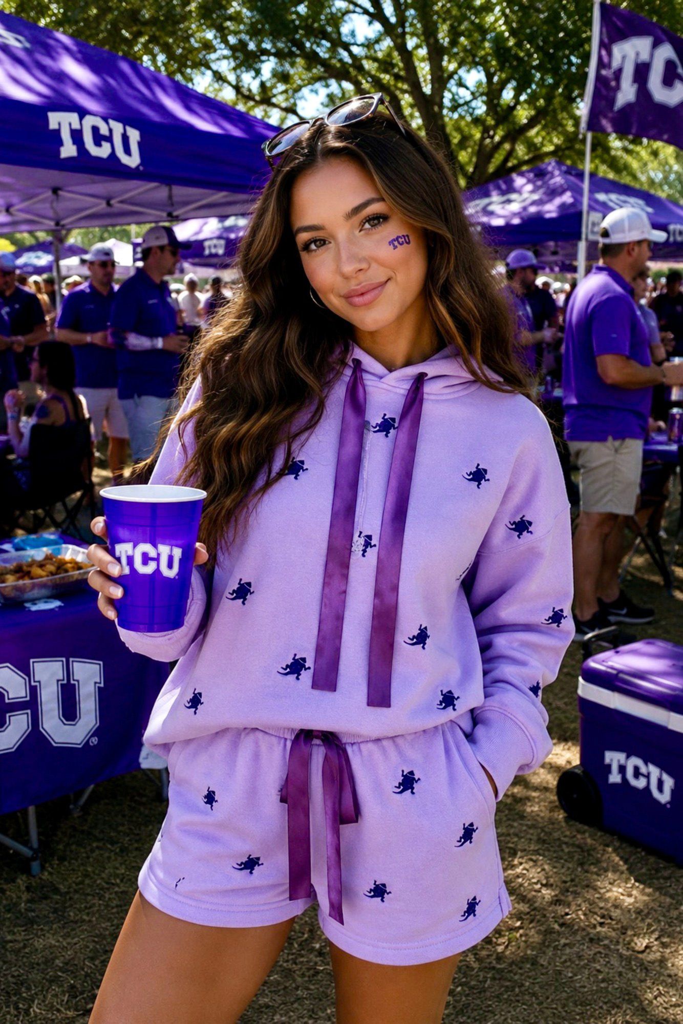 Brianna Cannon Women's TCU Horned Frogs Embroidered Fleece Shorts