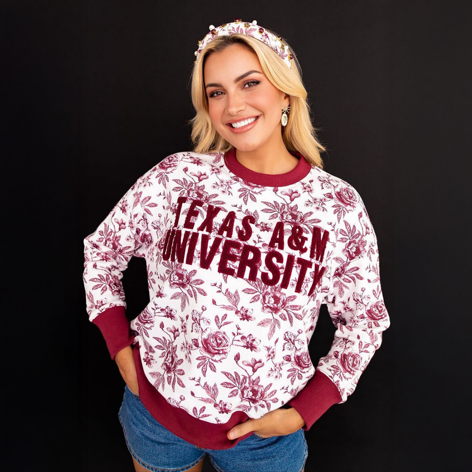Brianna Cannon Women's Texas A&amp;M Floral Toile Sweatshirt
