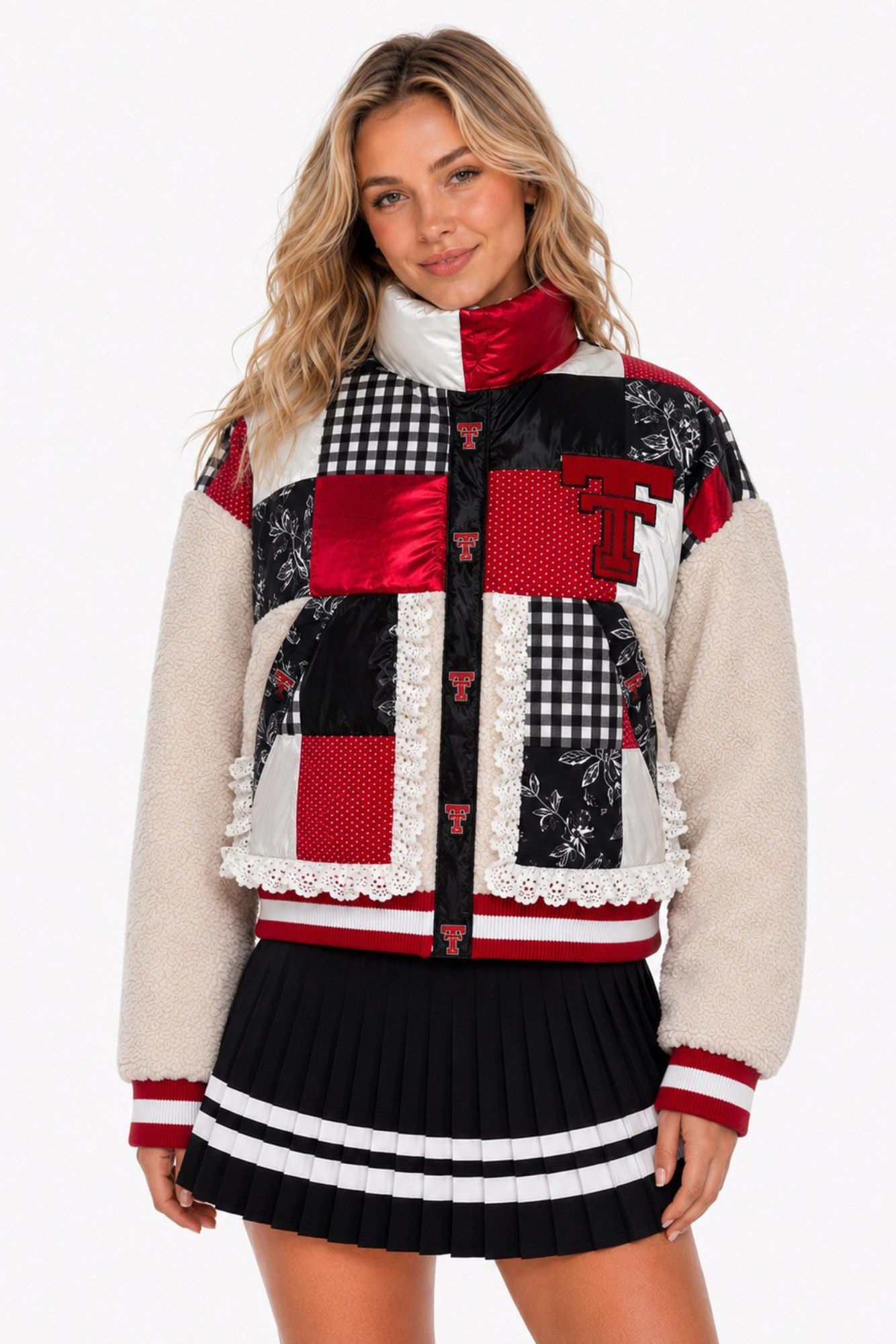Brianna Cannon Women's Texas Tech Patchwork Sherpa Jacket