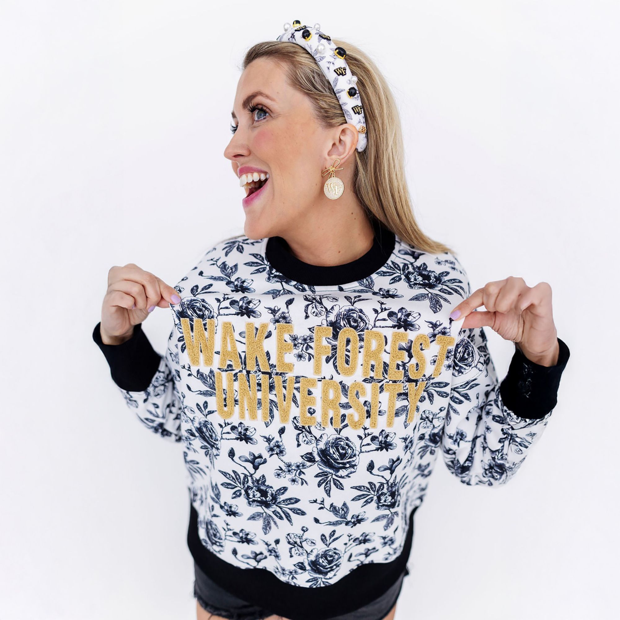 Brianna Cannon Women's Wake Forest Floral Toile Sweatshirt