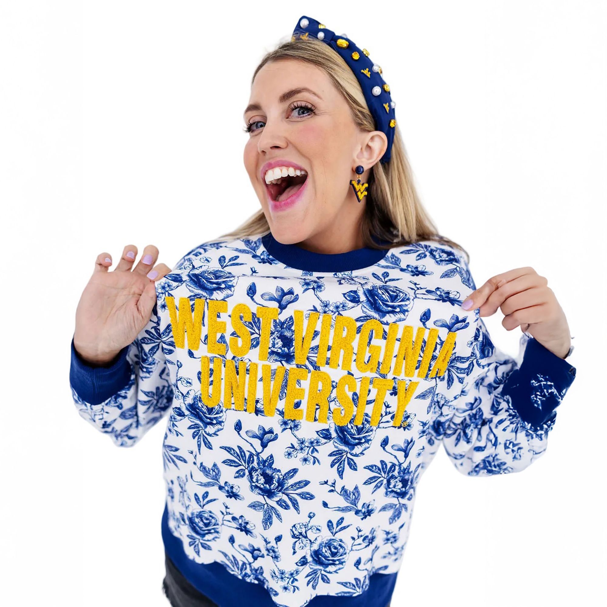 Brianna Cannon Women's West Virginia Mountaineers Floral Toile Sweatshirt