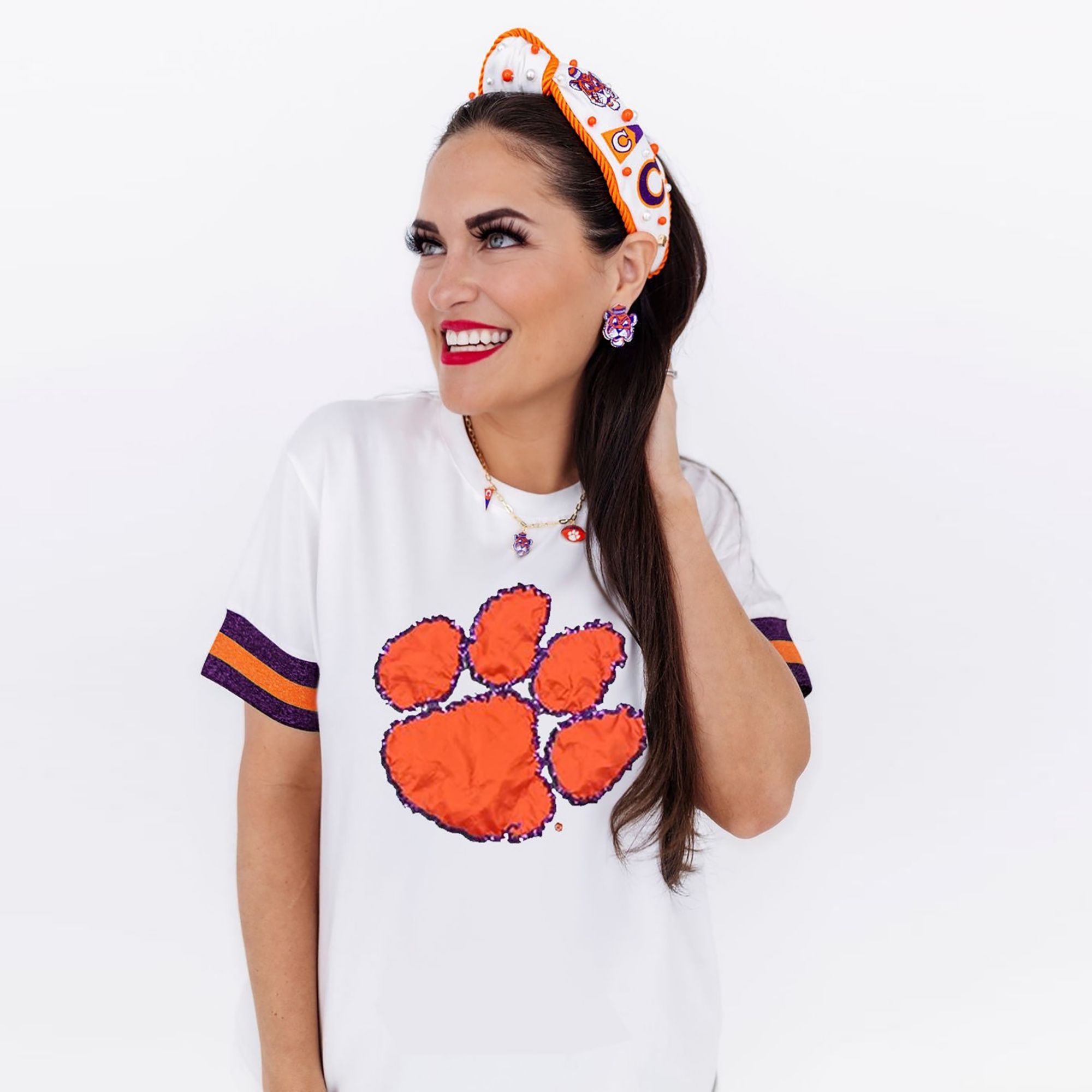 Brianna Cannon Women's Clemson Tigers Sparkle Logo T-Shirt