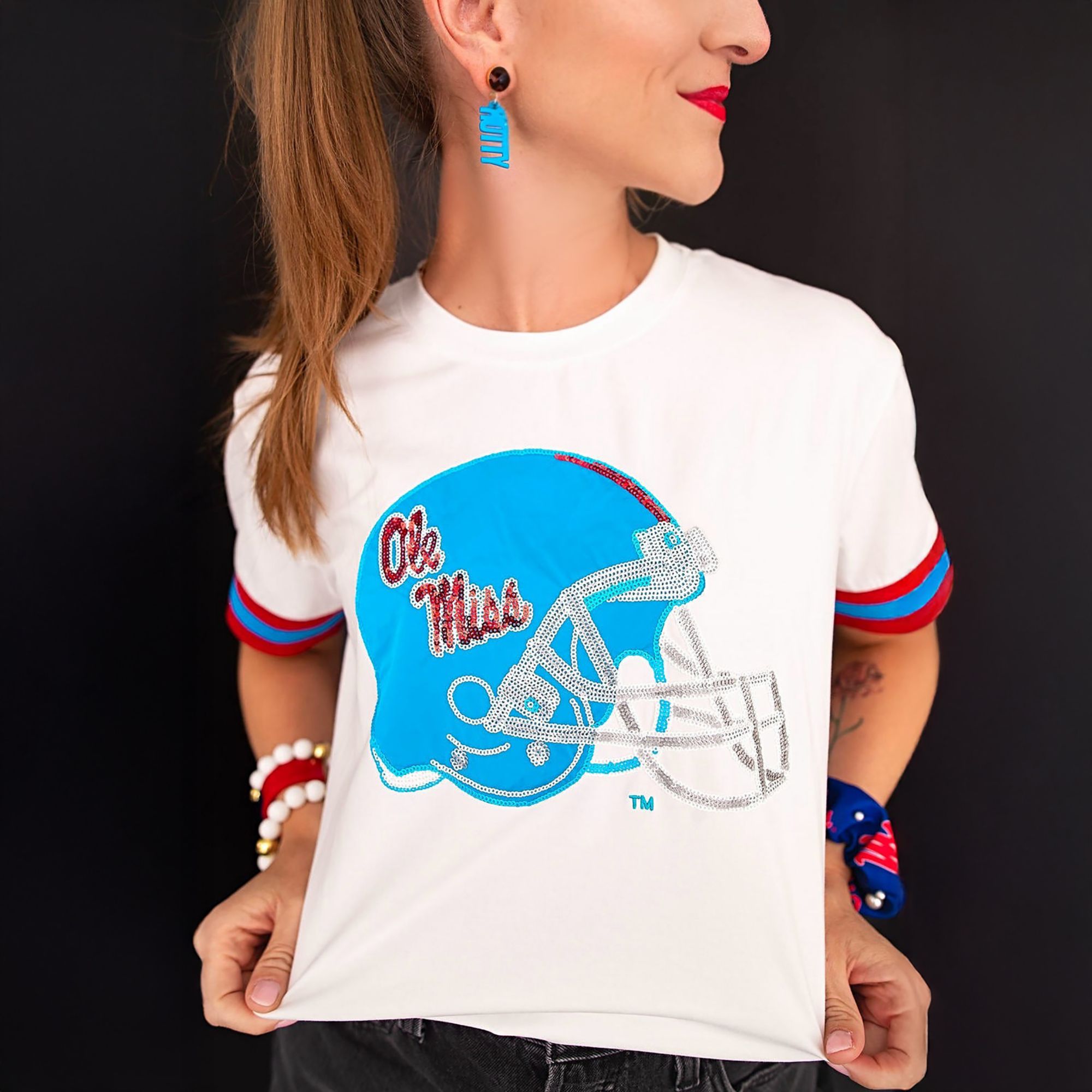 Brianna Cannon Women's Ole Miss Sparkle Logo T-Shirt