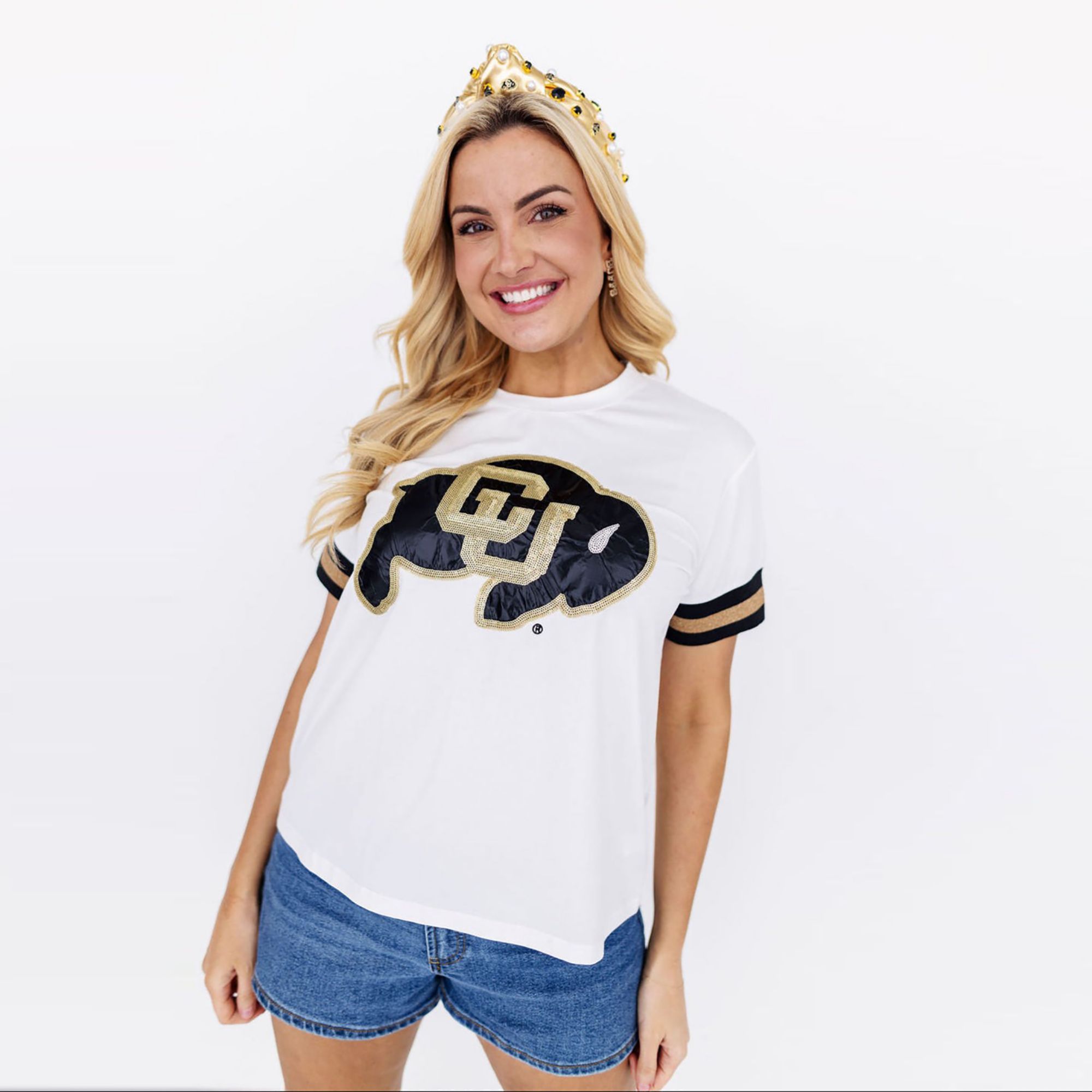Brianna Cannon Women's Colorado Buffaloes Sparkle Logo T-Shirt