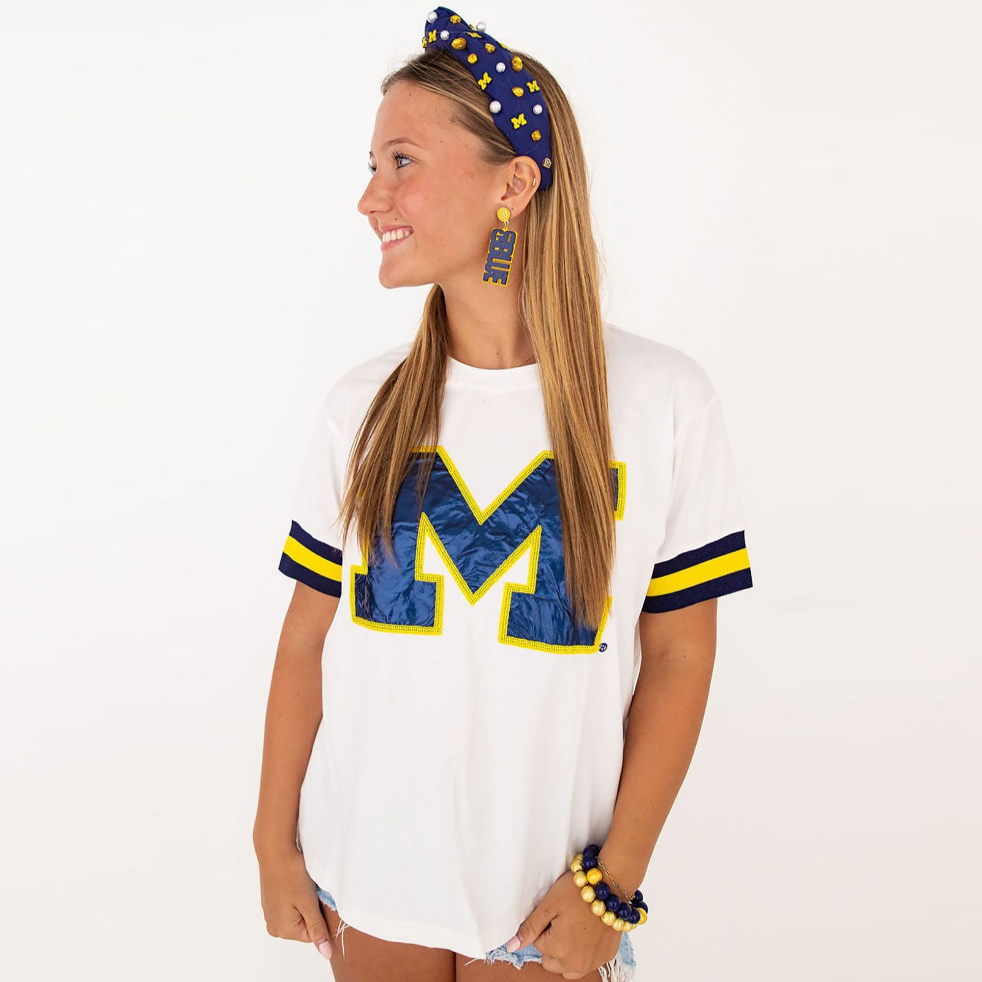 Brianna Cannon Women's Michigan Wolverines Sparkle Logo T-Shirt