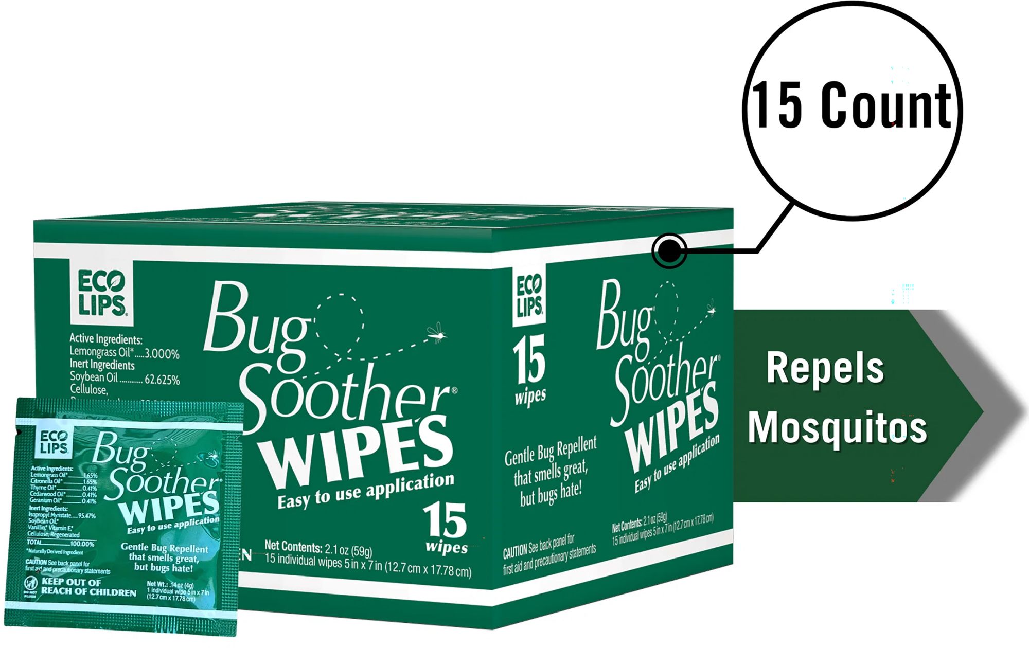 Bug Soother Insect Repellent Wipes- 15 Count
