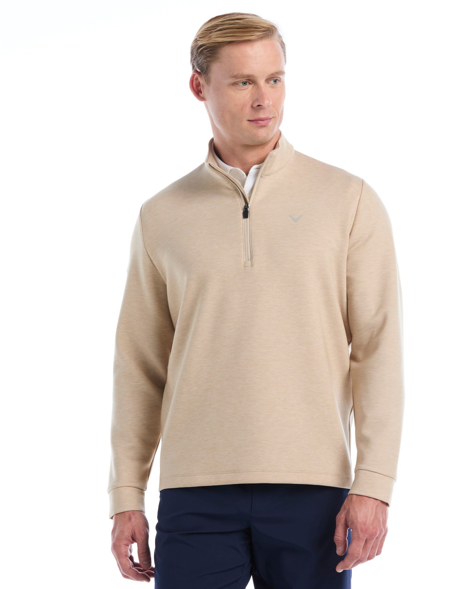 Callaway Men's Long Sleeve Soft Touch Heather Golf ¼ Zip, Medium, Fields of Rye Htr Brown