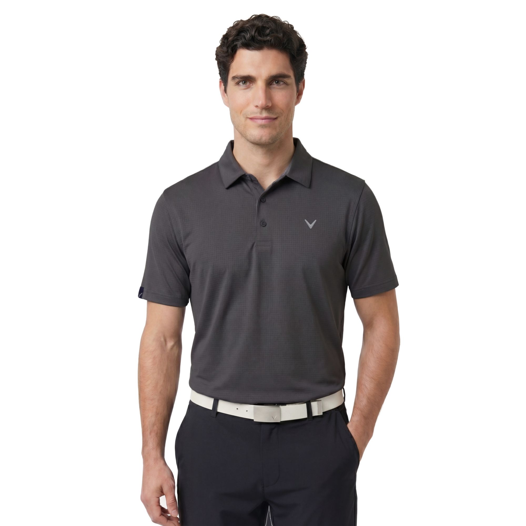 Callaway Men's Textured Swing Tech Solid Short Sleeve Golf Polo