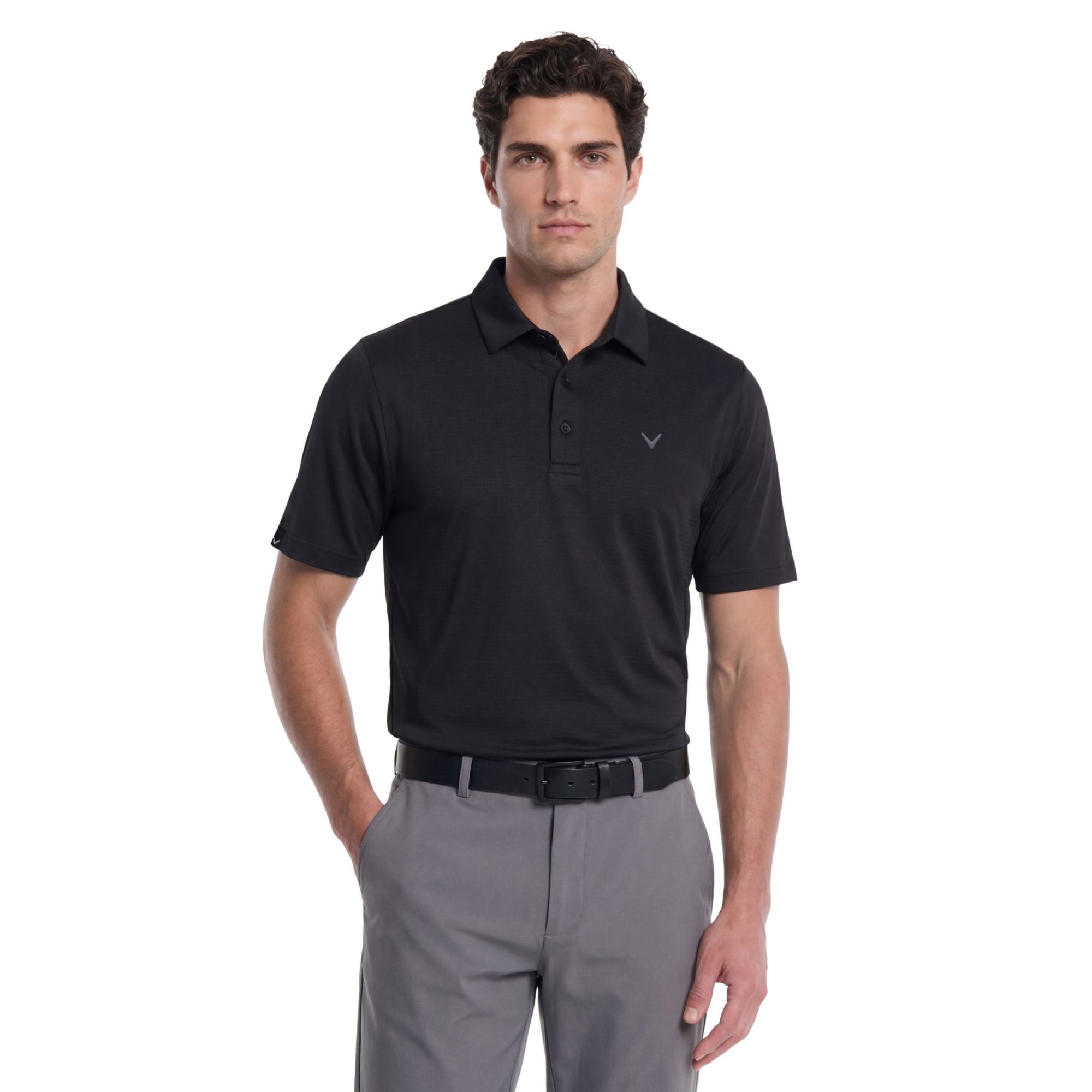 Callaway Men's Textured Swing Tech Solid Short Sleeve Golf Polo