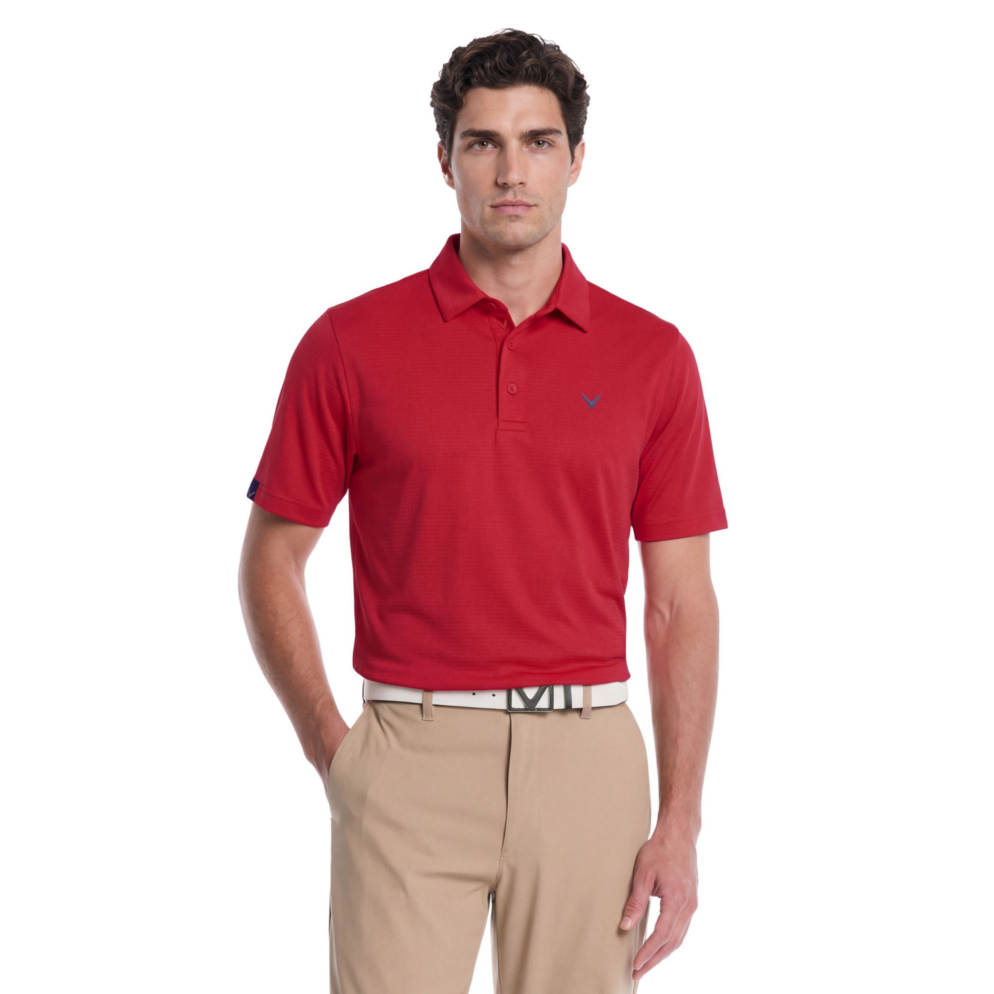 Callaway Men's Textured Swing Tech Solid Short Sleeve Golf Polo