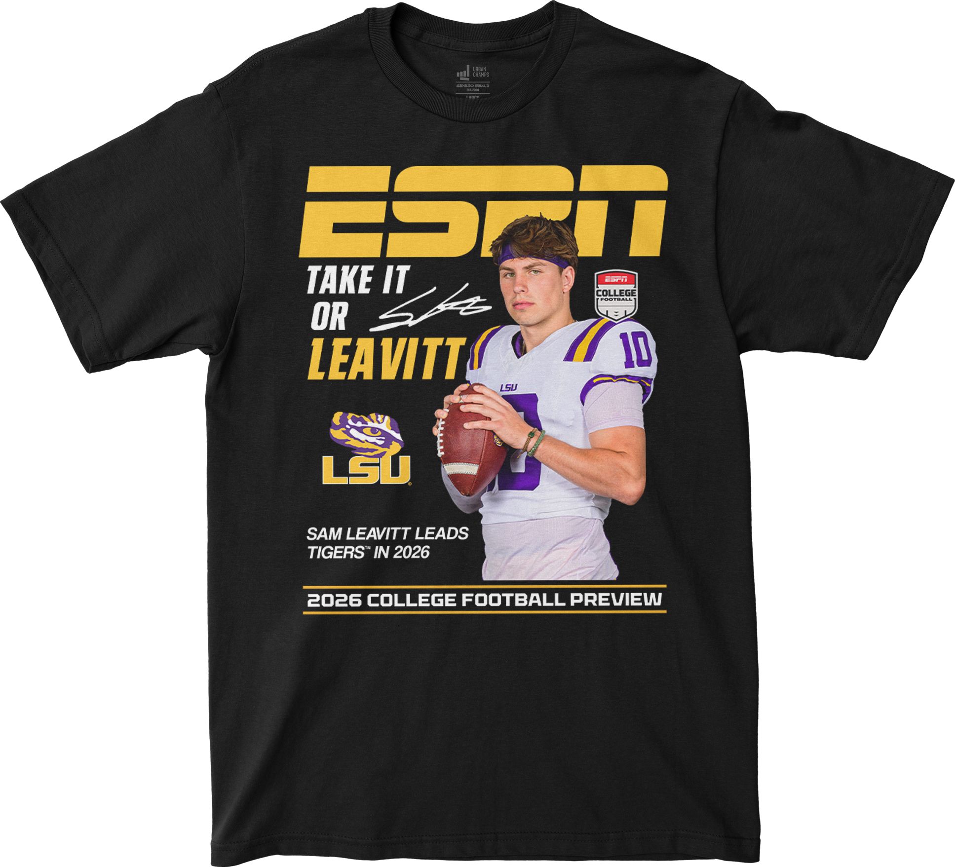 Campus Ink Adult LSU Tigers Sam Leavitt "Take It or Leave It" ESPN T-Shirt