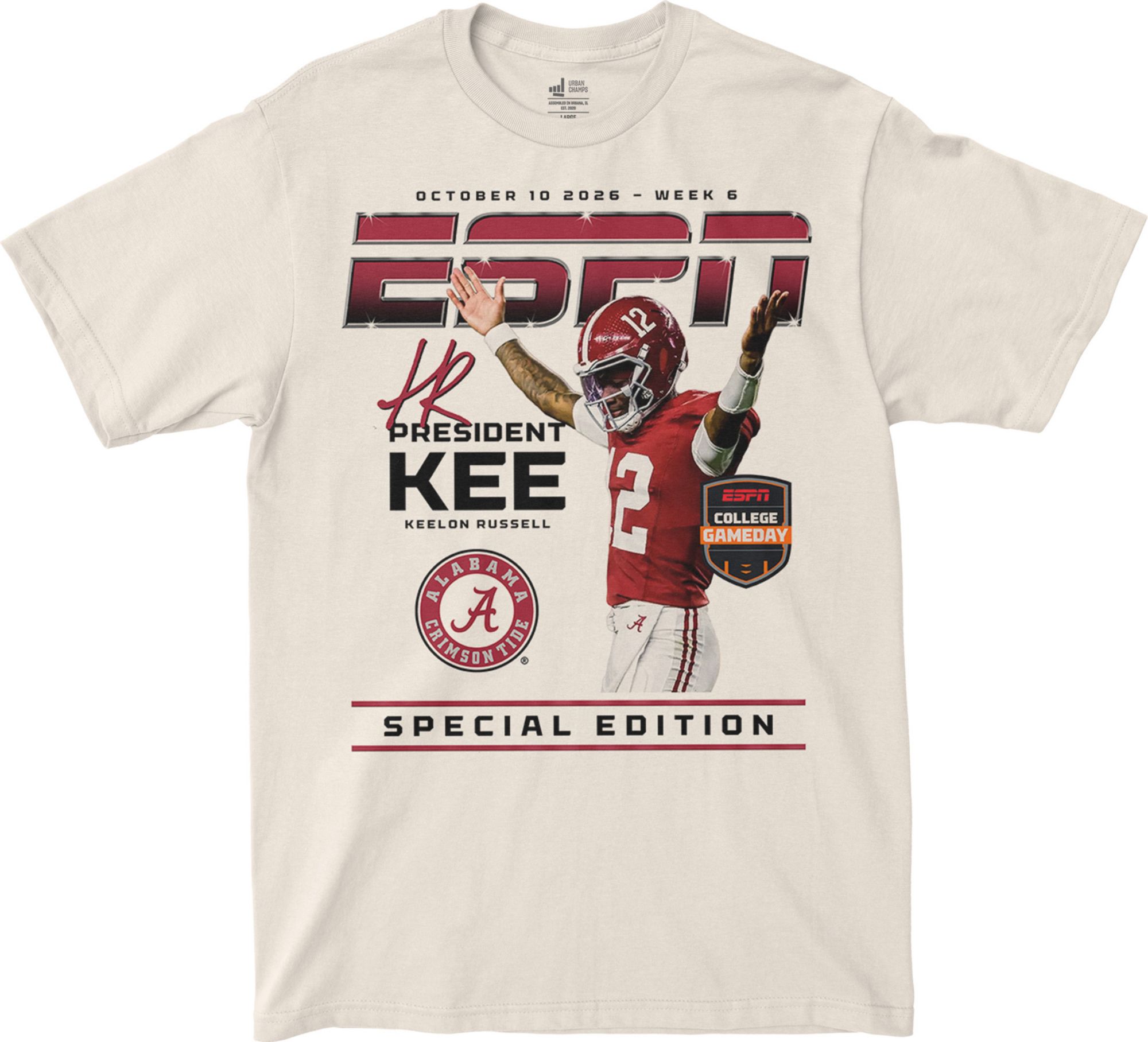 Campus Ink Adult Alabama Crimson Tide "President Kee" ESPN College Gameday T-Shirt
